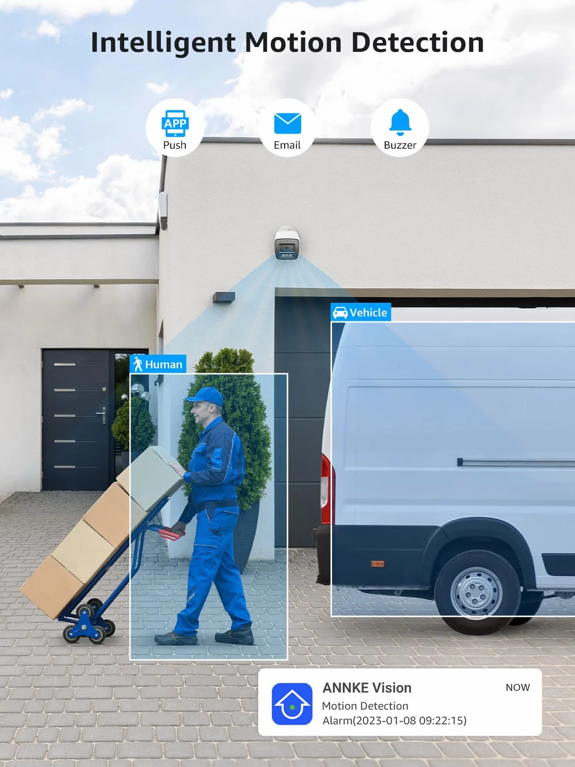 ANNKE 4K PoE H.265 Zestaw kamer do monitoringu CCTV, 4 sztuki zewnętrznych kamer IP 8MP z wykrywaniem osób/pojazdów i 8-kanałowy NVR z 2 TB HDD do nagrywania 24h/7 Noktowizja Wodoodporność