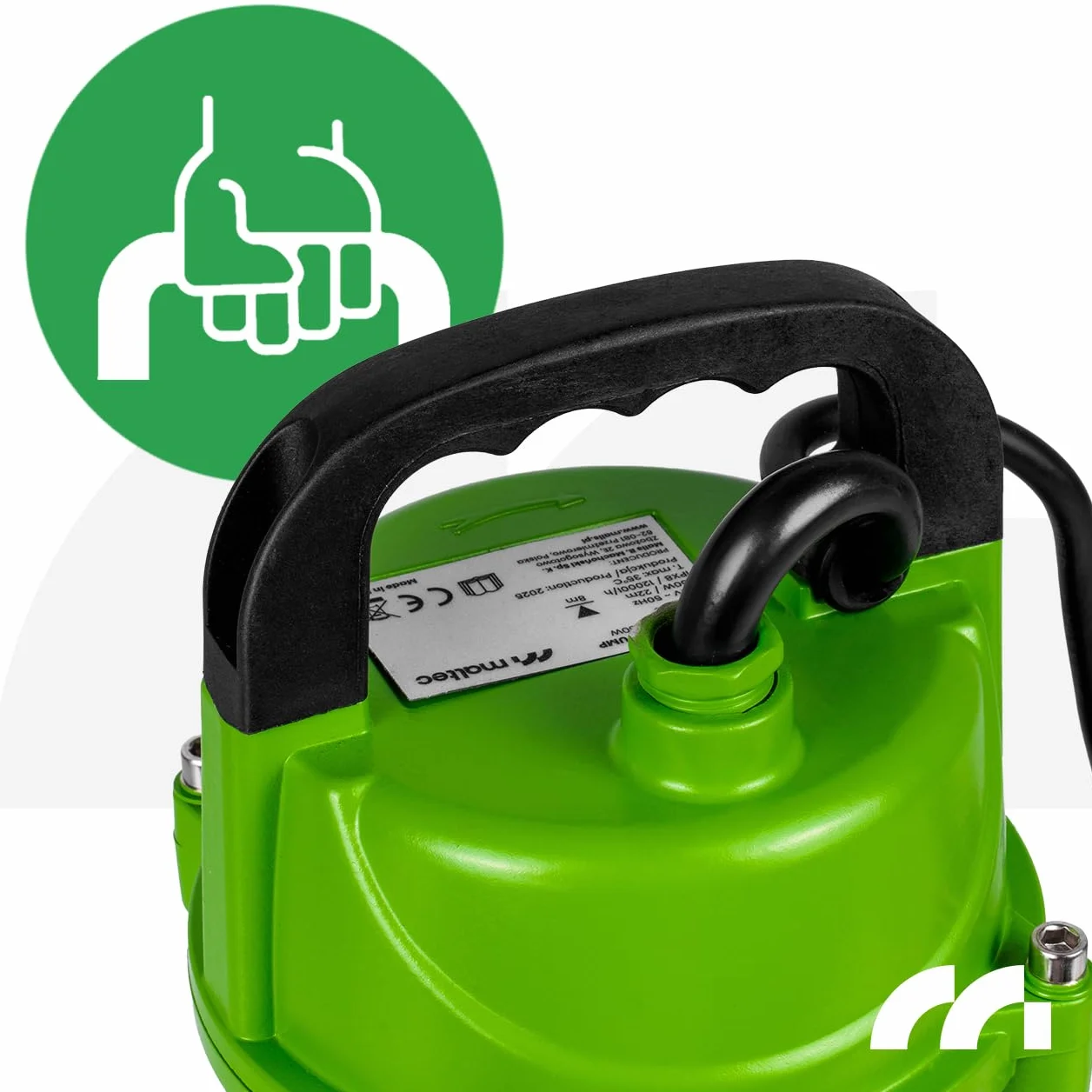MalTec Pompa zatapialna do ścieków Pompa do czystej wody Pływak 12000 l/h 550W Zielony, Kabel 10m, Zanurzenie do 8m Ogród