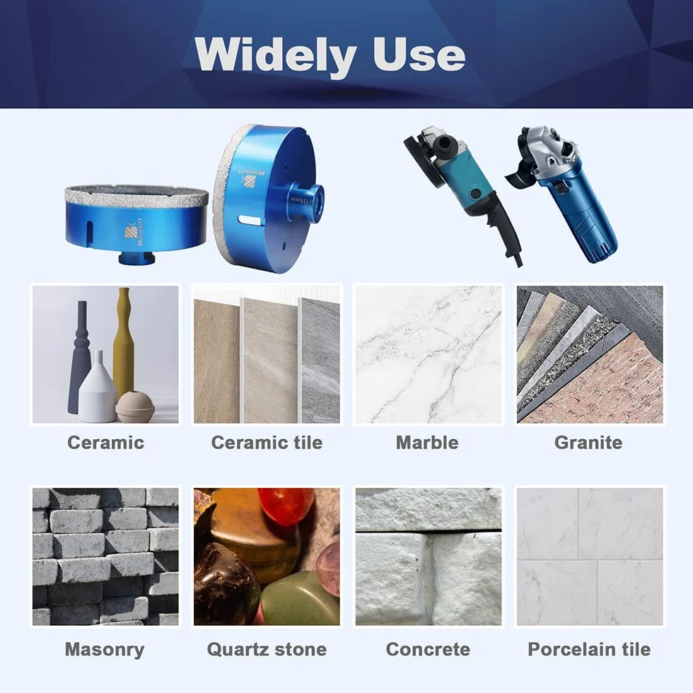 Wiertło diamentowe 115mm, BRSCHNITT 1 szt. M14 lutowane próżniowo diamentowe wiertło rdzeniowe Otwornica do płytek kamionkowych kamionkowych Ceramiczne marmurowe wiercenie granitowe, odpowiednie do szlifierek kątowych