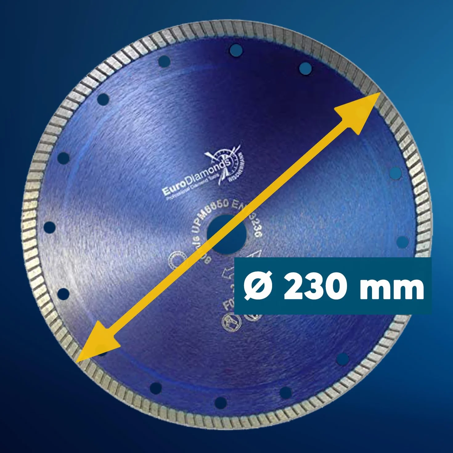 Diamentowa tarcza do cięcia płytek 230 mm | tarcza do cięcia płytek z turbo krawędzią tnącą | do cięcia płytek, ceramiki, gresu, klinkieru, dachówek i cegieł glinianych