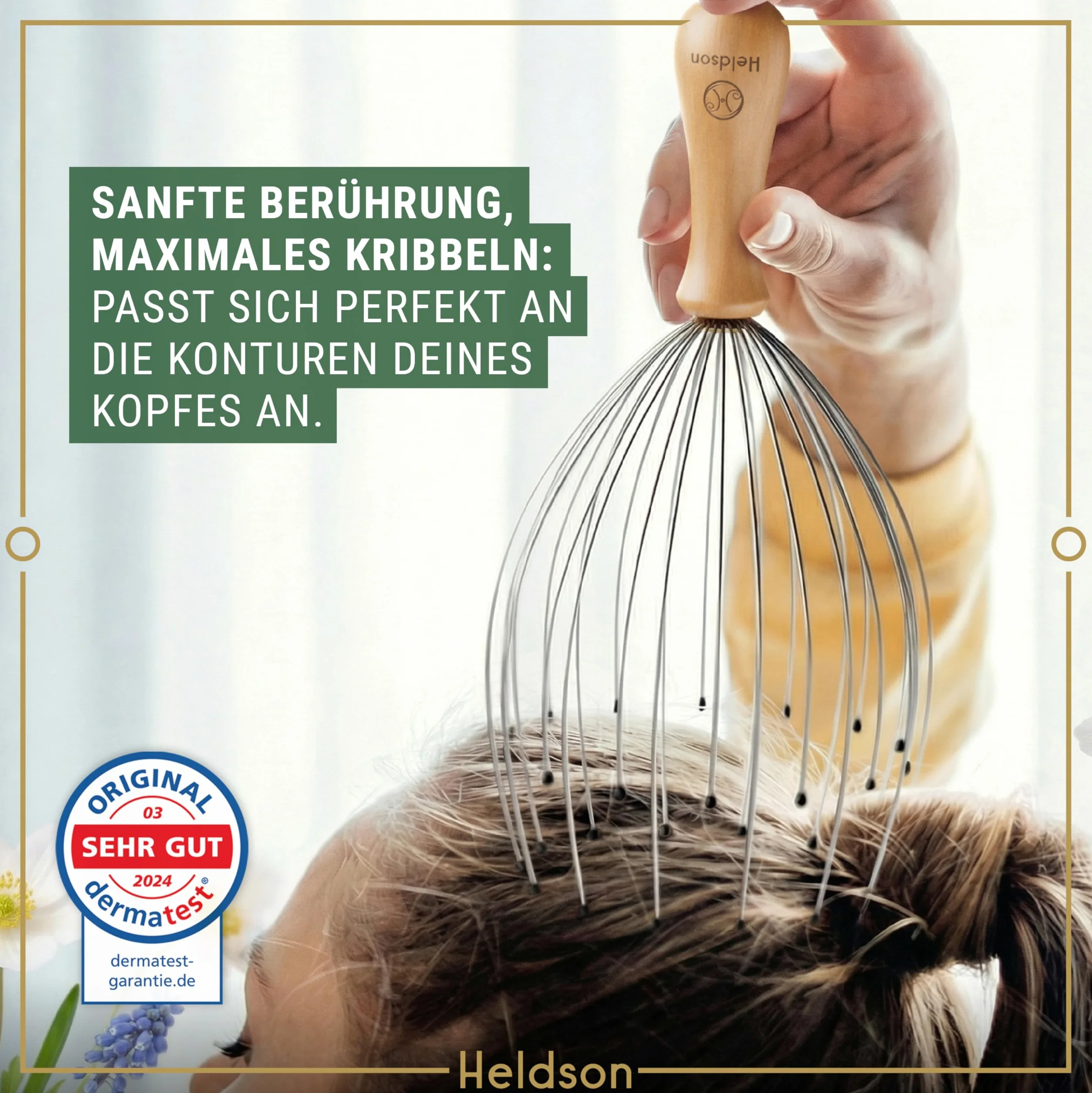 HELDSON® Masażer głowy pająk FSC 100% masażer skóry głowy prezent wellness