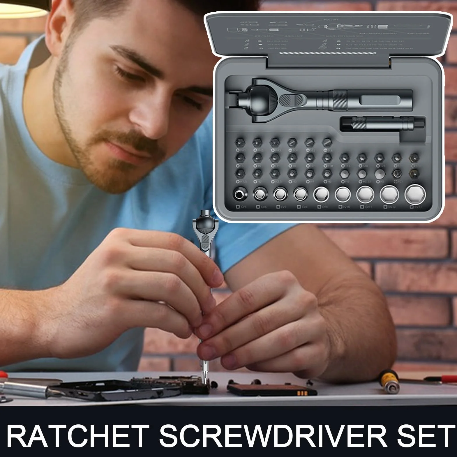 Zestaw Narzędziowy z Grzechotką Zestaw Gniazd Metrycznych I Klucza | Wielofunkcyjny Zestaw Z Ergonomiczną Rękojeścią Do Napraw Samochodowych I Mechaniki
