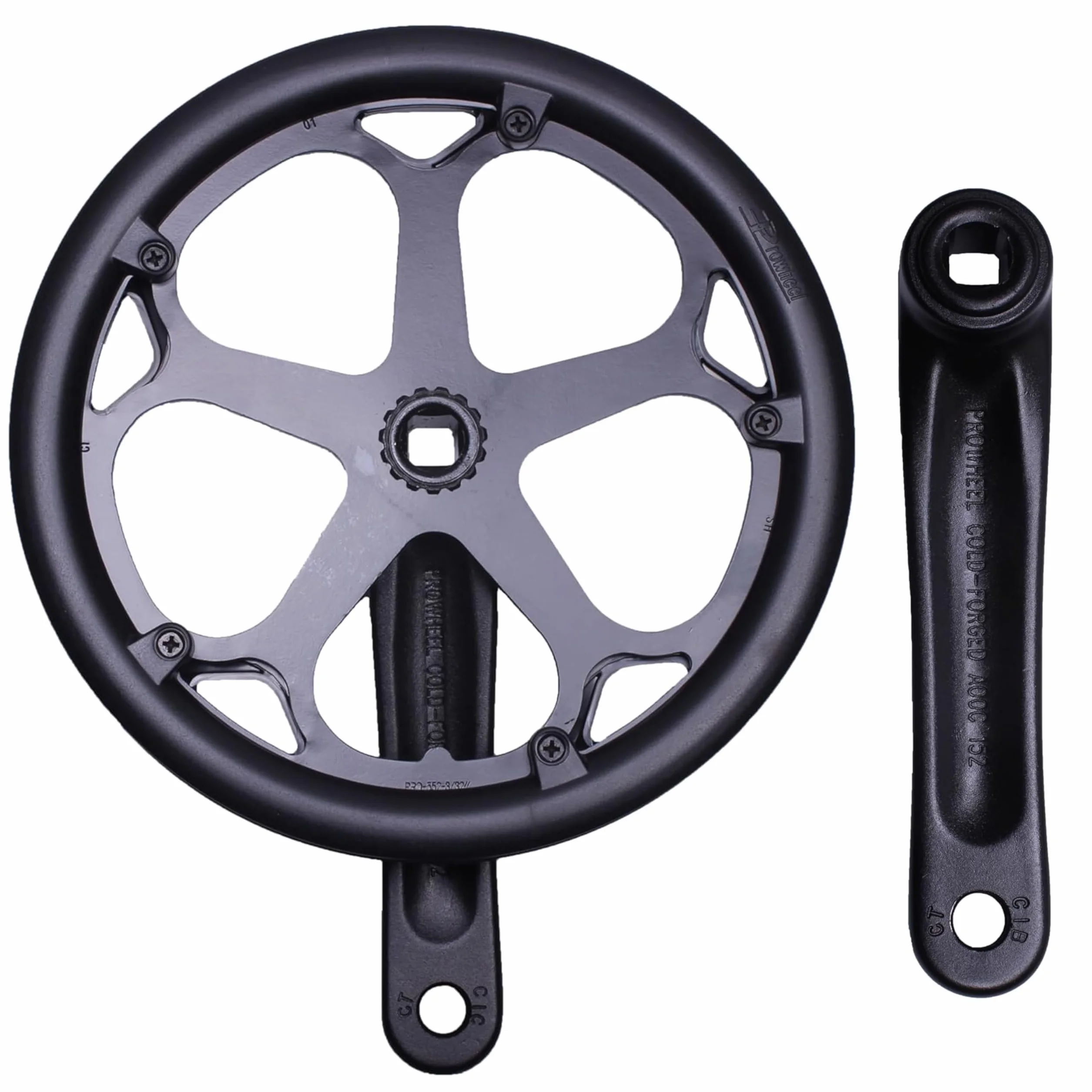 PROWHEEL Korba rowerowa, 152 mm/160 mm/165 mm/170 mm/175 mm, 46T/48T/52T, stalowy zestaw ramienia korby rowerowej, podwójne koło łańcuchowe i zapasowa osłona łańcucha, kompatybilny z rowerem miejskim,