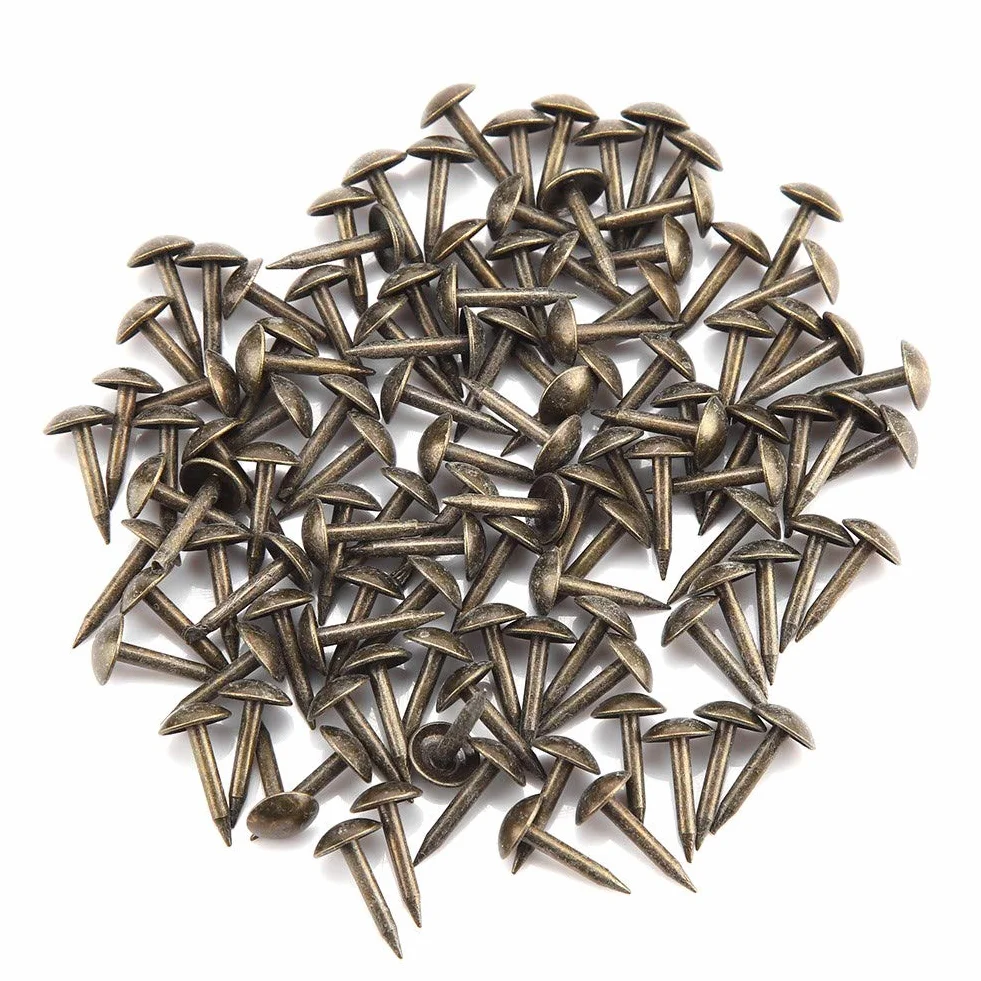 GOTOTOP Zestaw 100 zabytkowych gwoździ tapicerskich, zestaw przypinek do mebli dekoracyjnych Pin na kciuk Pins do drewna DIY (6 x 12 mm)