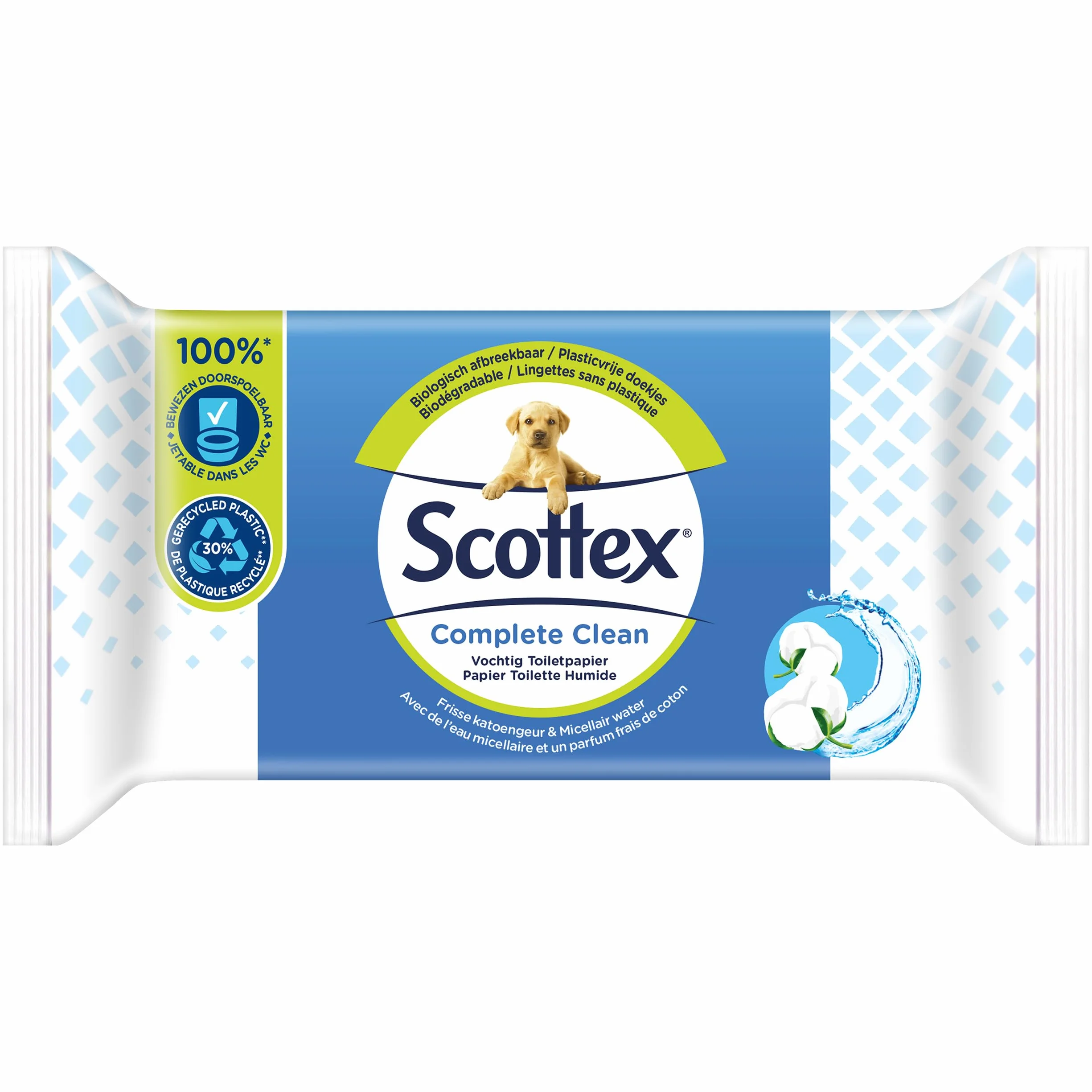 Scottex® Complete Clean Mokry papier toaletowy - 504 chusteczki (12 opakowań x 42 chusteczki)