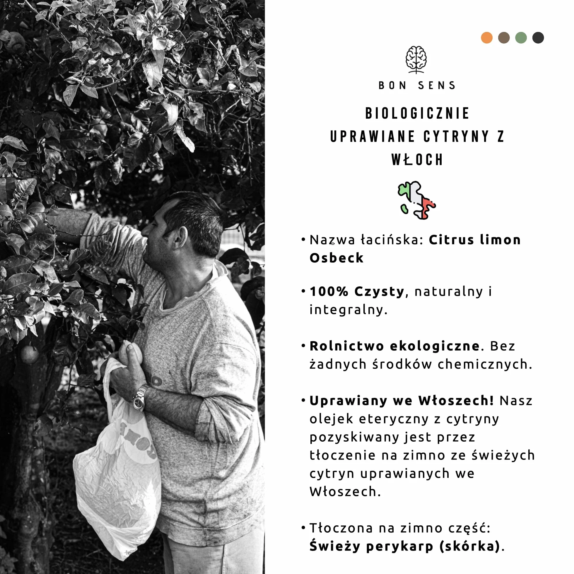 Bio Olejek Eteryczny Cytrynowy 50ml - 100% Czysty Naturalny Ekologiczny - Organic Lemon Essential Oil