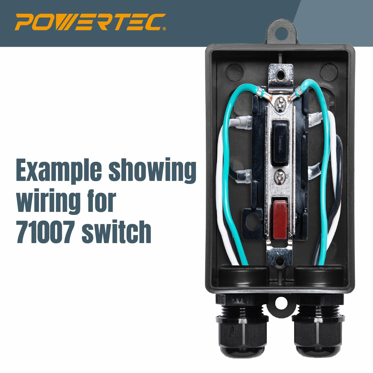 POWERTEC 120V/230V Dual Voltage, Paddle Switch, 28 Amps at 230 Volts, Large Knee Paddle for Power Tools, Fits Table Saw, Router Table, Drill Press, Bench Saw, Bandsaw (71007V)