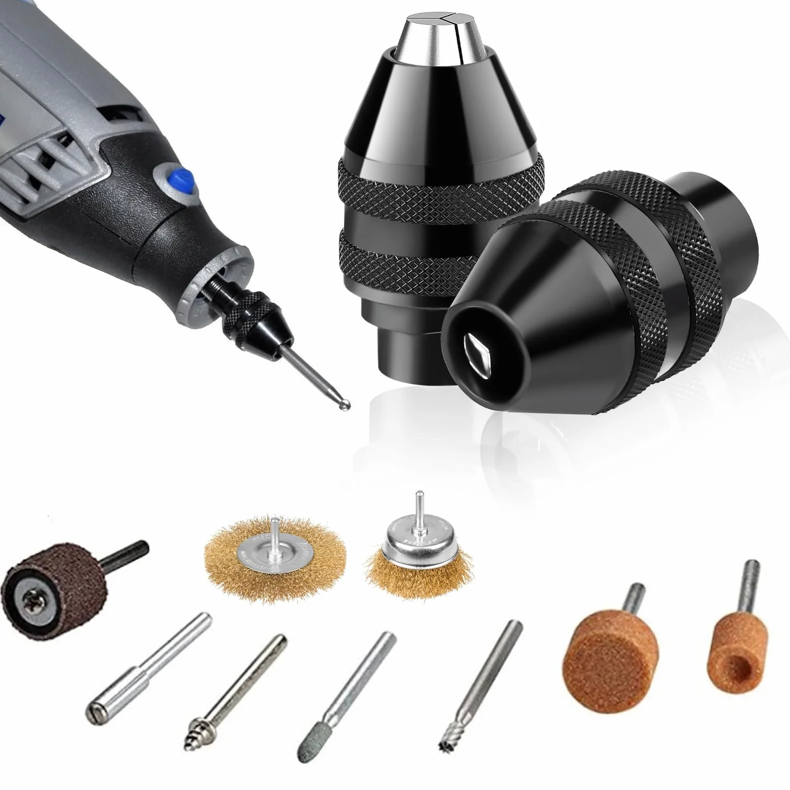 Pyroclasia 1 sztuka 4486 uchwyt wiertarski do Dremel uchwyt zaciskowy do Dremel zamiennik od 1/32 do 1/8, szybkomocujący, adapter tulejki zaciskowe, akcesoria do Dremel 4000, 400, 3000, 398, 395, 300