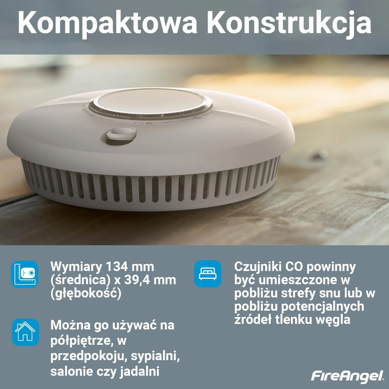 Fire Angel SCB10-INT Czujnik Czadu i Zadymienia Domu – Podwójny Czujnik Dymu i Czadu na Połączone Detektor Dymu i Detektor Tlenku Węgla – Biały