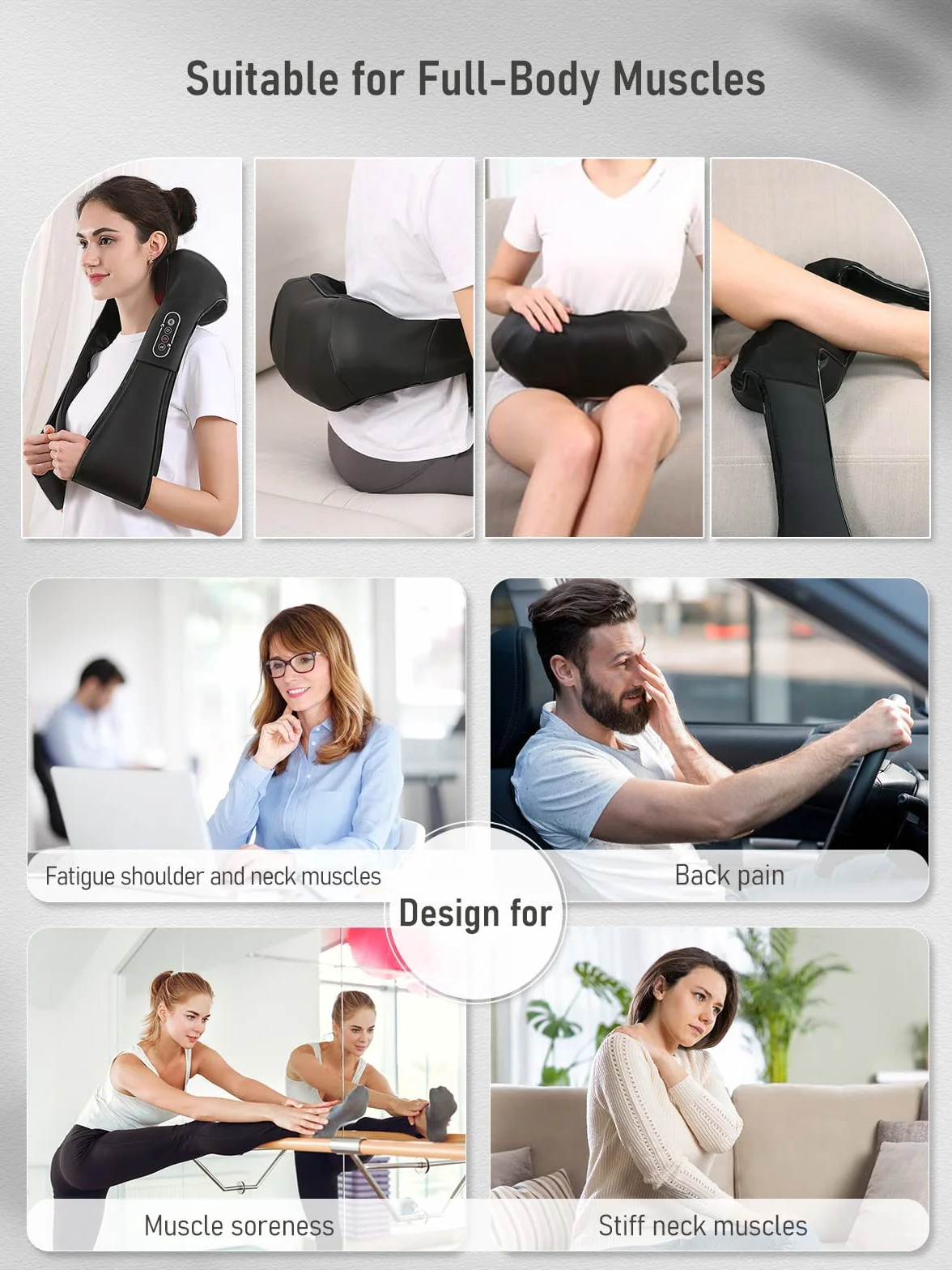 Masażer ramion i szyi Shiatsu 3D z podgrzewaniem czarny