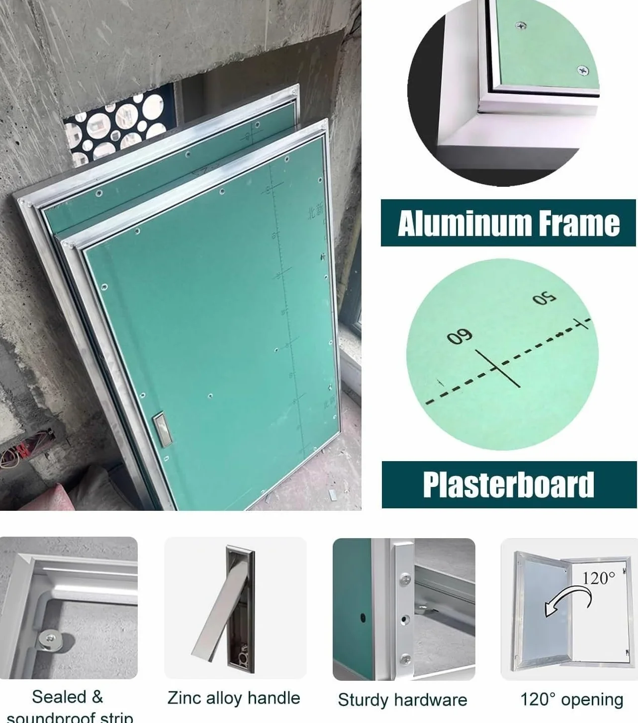 Zdejmowana wykładzina dostępowa Panel dostępu do płyt gipsowo-kartonowych, rama aluminiowa, panel dostępu do płyt kartonowo-gipsowych, odpowiedni do użytku wewnątrz i na zewnątrz(60x100cm (24x40in))