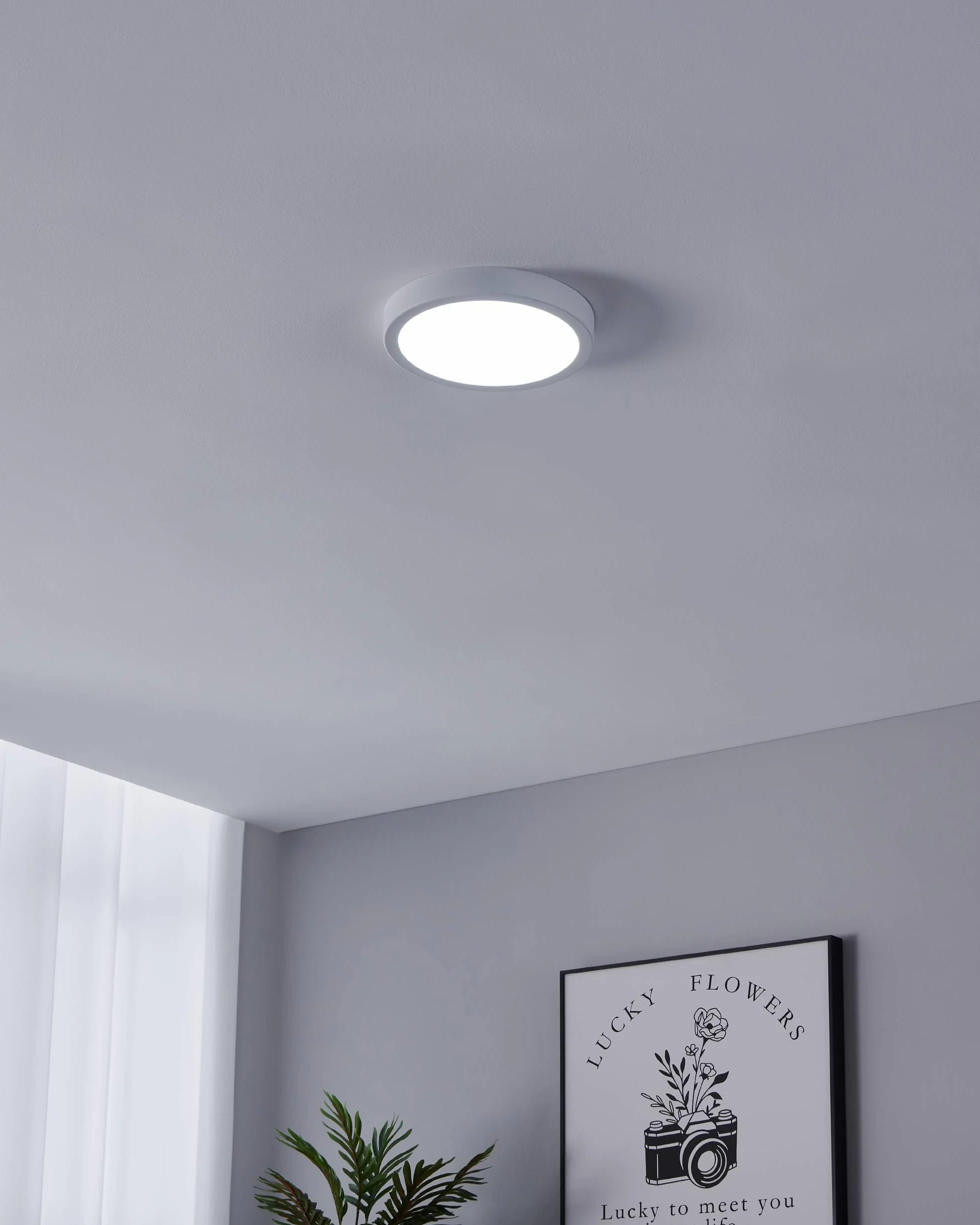 EGLO connect.z Smart Home łazienkowa lampa sufitowa LED Fueva-Z, Ø 21 cm, ZigBee, sterowanie aplikacją i głosem, regulacja barwy światła, ściemnianie, metalowa biała, IP44