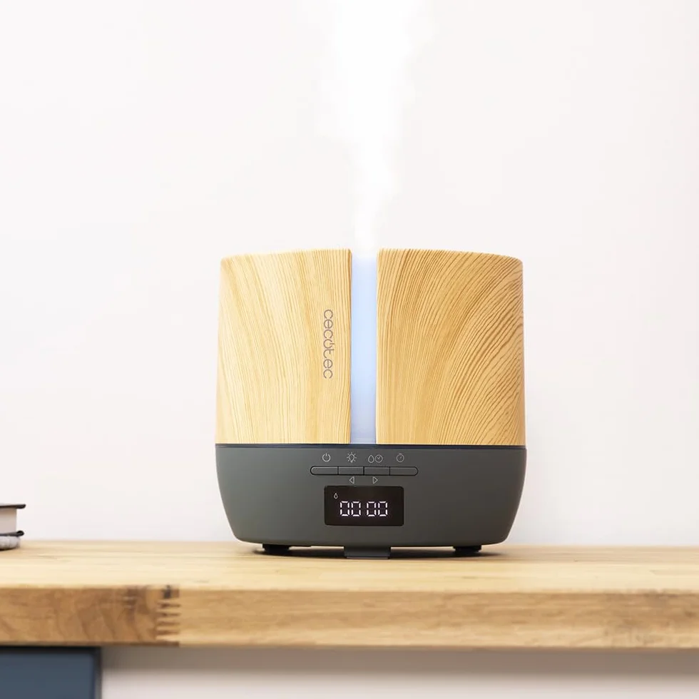 Cecotec PureAroma 550 Connected Grey Woody Dyfuzor Aroma 500 ml LED Głośnik Bluetooth Timer 12h 3 tryby 30m2