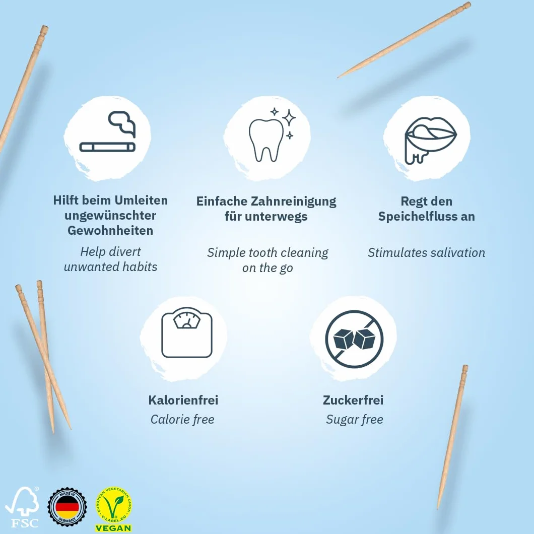 Wunder Wykałaczki o aromacie - 100x indywidualnie zapakowane wykałaczki - dostępne w 7 orzeźwiających smakach - delikatna higiena jamy ustnej - świeży oddech - indywidualnie zapakowane wykałaczki o aromacie (Wiśnia - Mentol)