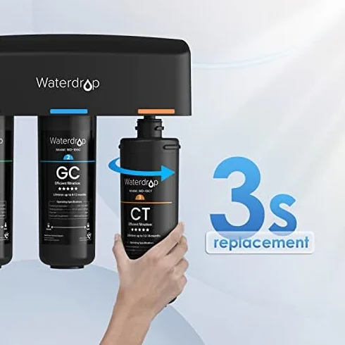 Waterdrop WD-10CT Filtr do wody pod zlewem, Wymiana dla Waterdrop TSA i TSB 3-stopniowego systemu filtra do wody pod zlewem