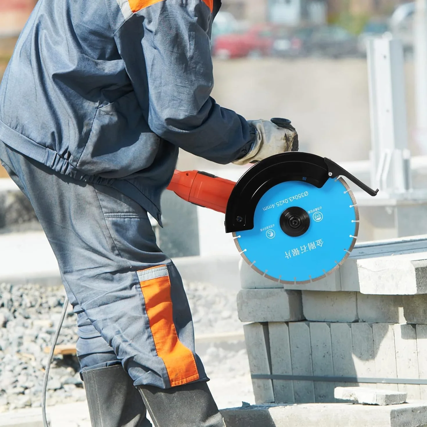 Elektryczna piła do betonu o mocy 6000 W, maszyna do cięcia na mokro i na sucho z tarczą diamentową 300 mm i pompą wodną, ​​przecinarka do płytek kamiennych o prędkości 3800 obr./min, piła ręczna do