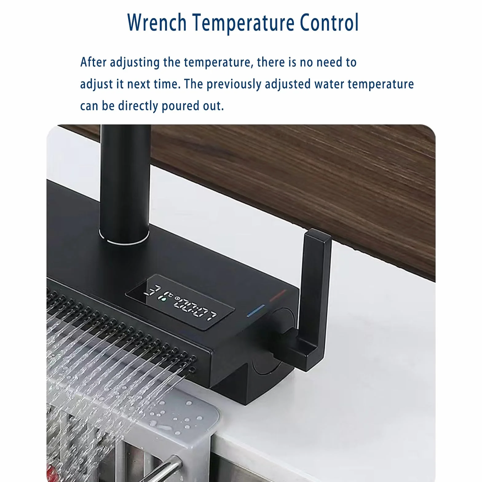 Bateria zlewozmywakowa z wyciąganą wylewką, bateria zlewozmywakowa typu wodospad z wyświetlaczem temperatury LED, mosiężne baterie kuchenne