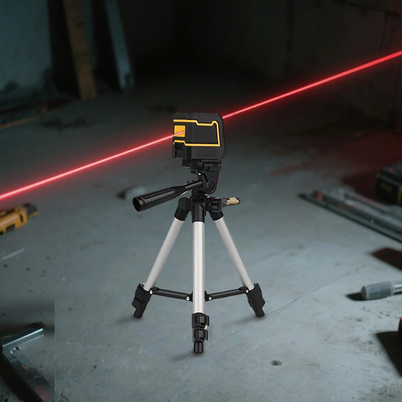 Regulowany Krzyżowy Poziom Laserowy - Wyrównanie Krzyżowe do Prac Budowlanych,Narzędzie do Wyrównywania i Poziomowania Szafek, Okien, Ścian, Podłóg, Ogrodu i Użytku
