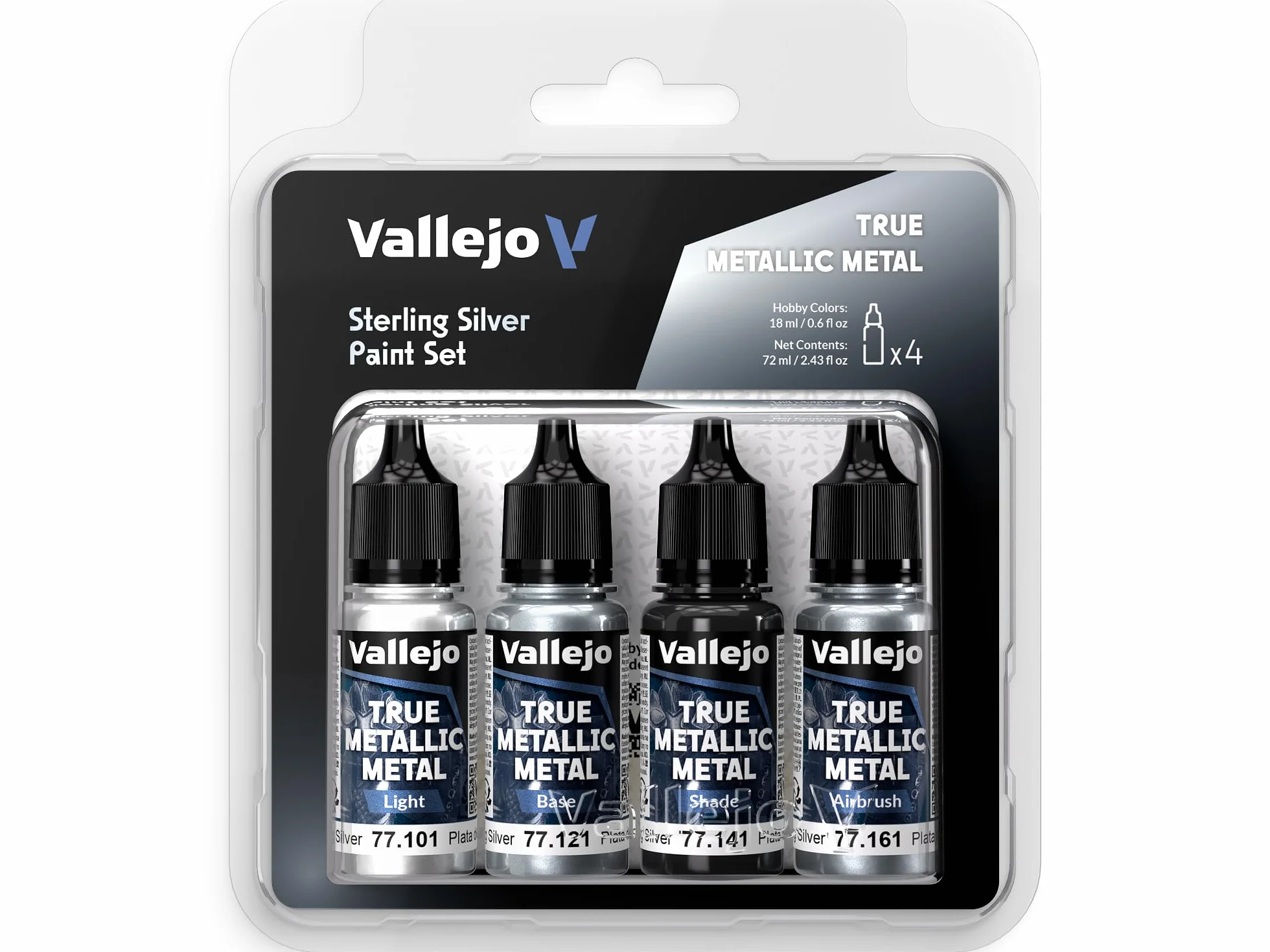 Vallejo True Metallic Metal SET 77251 Sterling Silver (4x18ml)