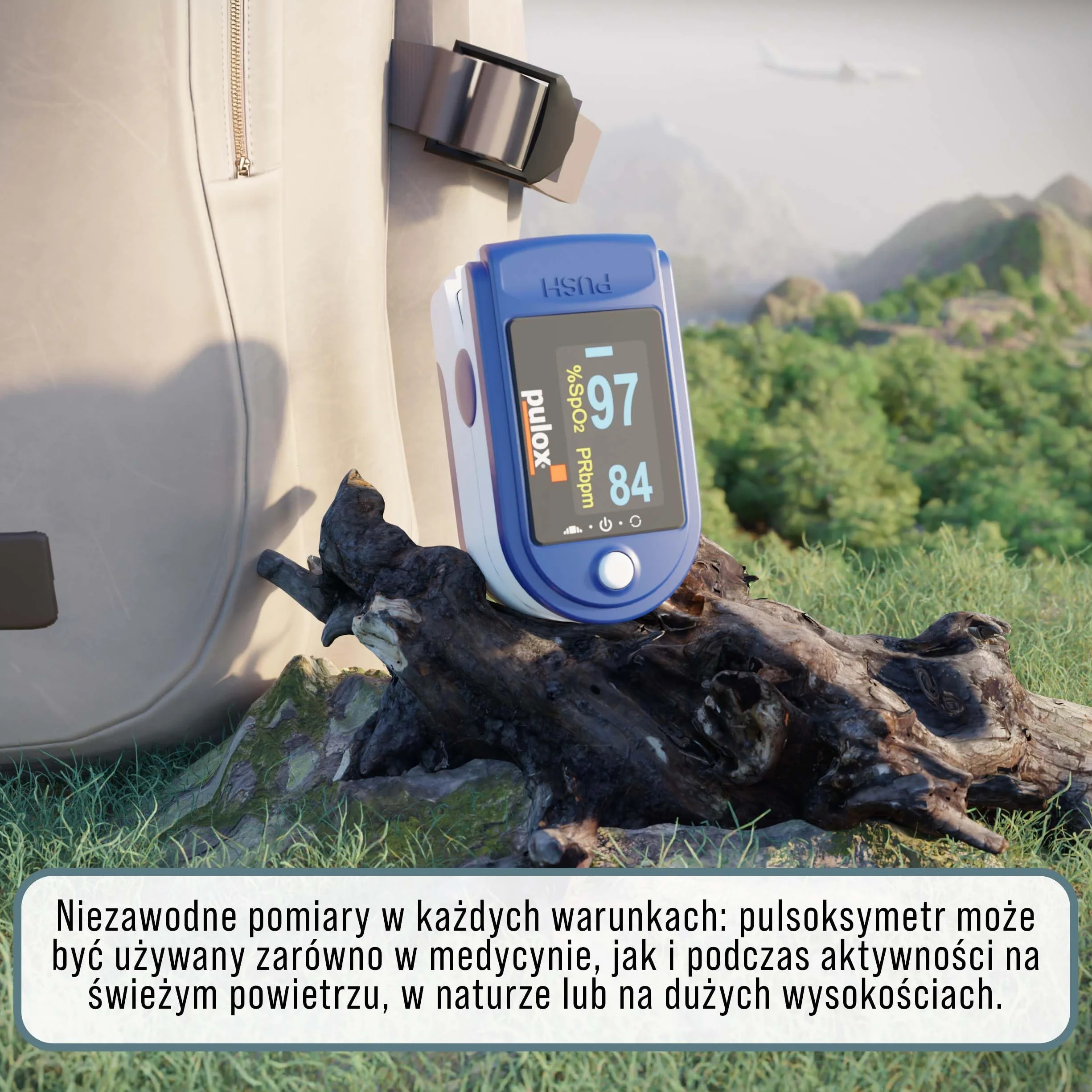 PuloX PO-200 Pulsoksymetr z Zestawem Akcesorii, Niebieski/Biały