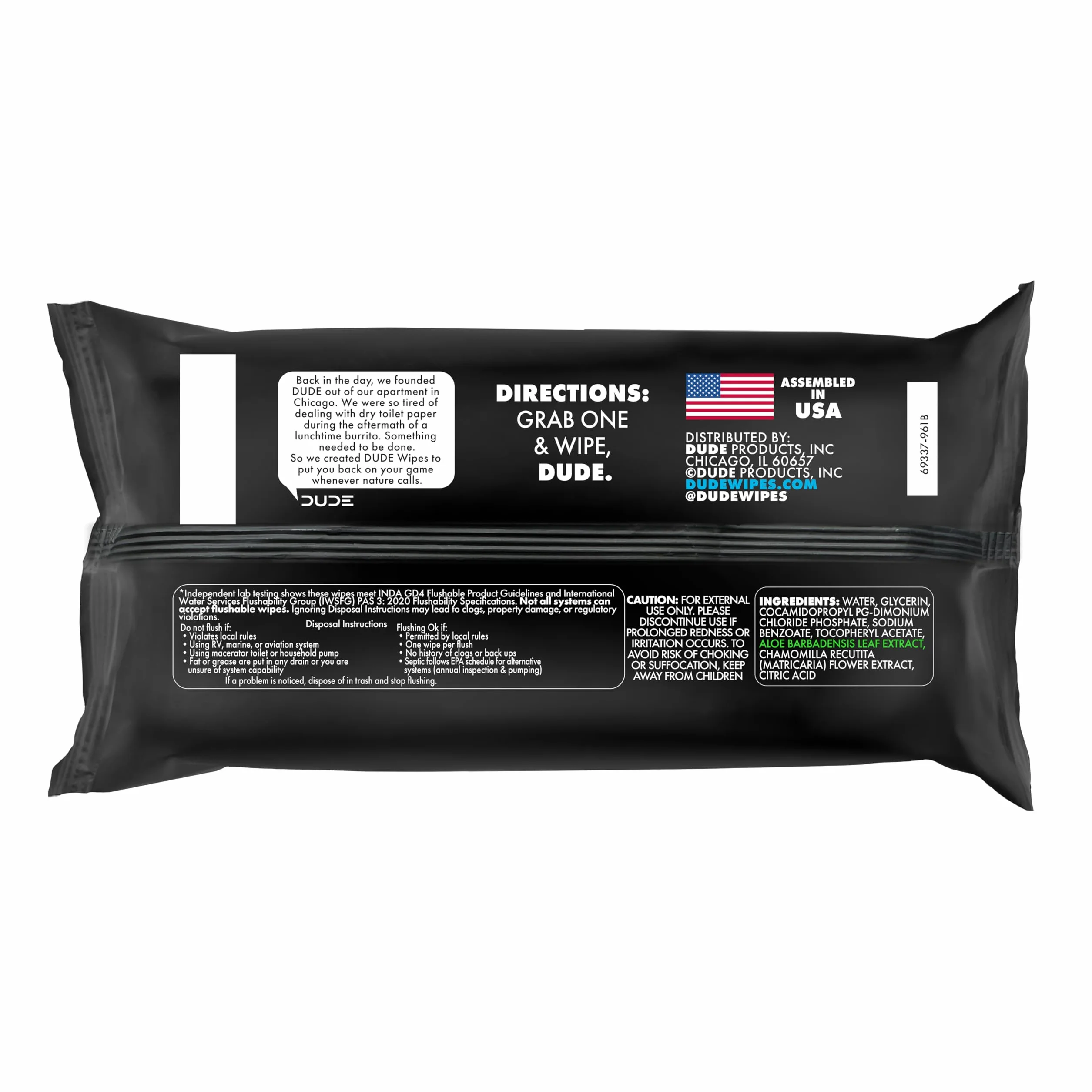 Dude Wipes Chusteczki do spłukiwania, bezzapachowe i naturalnie kojące, opakowanie dozownika (48 ct)