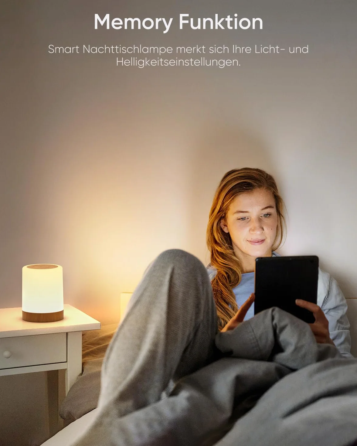 Bonsery Lampka nocna LED, dotykowa, ściemniana z 256 kolorami RGB i 3 trybami, lampka nocna dla dzieci, ładowalna przez USB z funkcją timera i pamięci, słoje drewna, lampa stołowa bezprzewodowa do