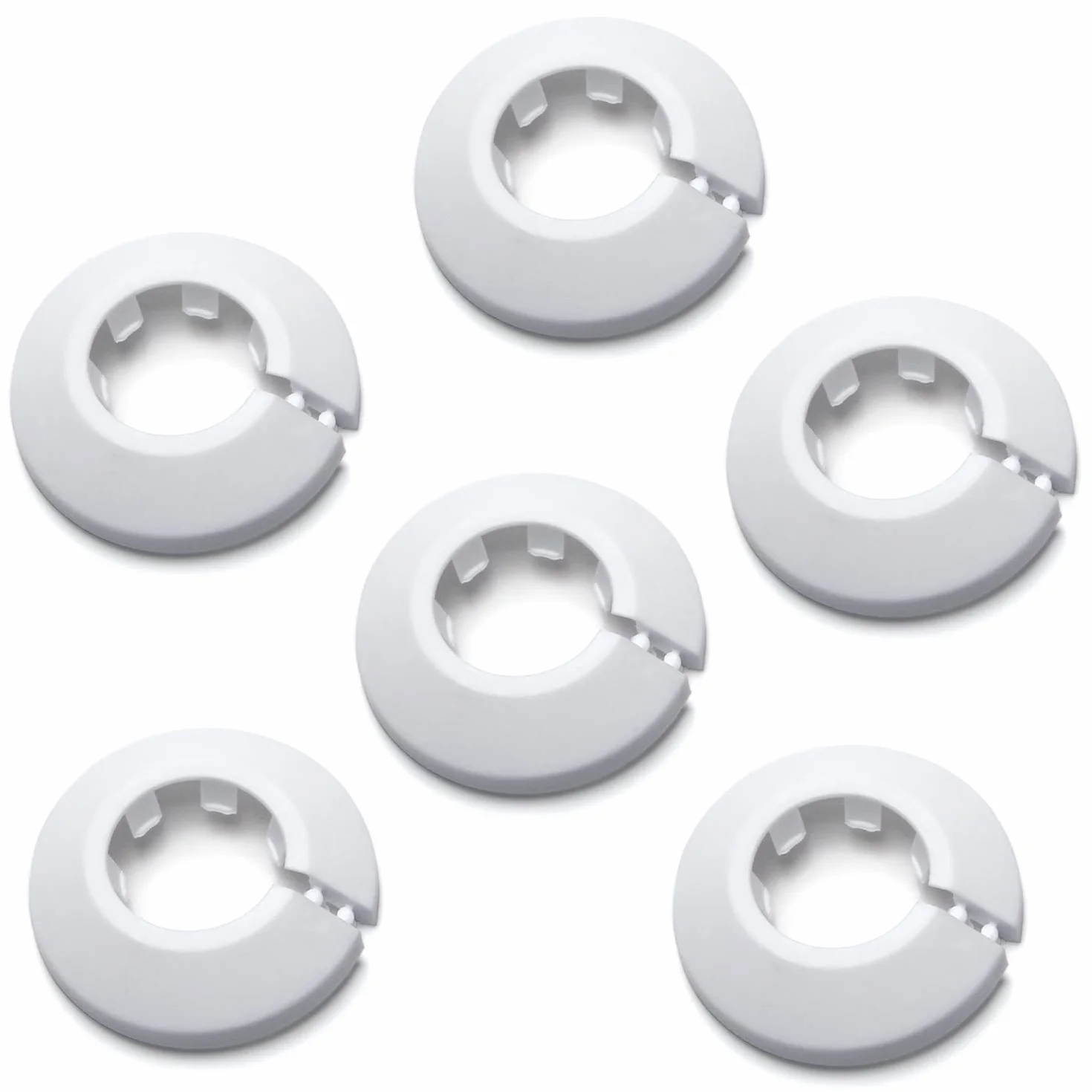 MroMax Pasuje do 2,5 cm średnicy zewnętrznej kołnierz rury wodnej osłona biała osłona rury chłodnicy tworzywo sztuczne PP 25 mm kołnierz rozety do dekoracji rury ściennej 6 szt