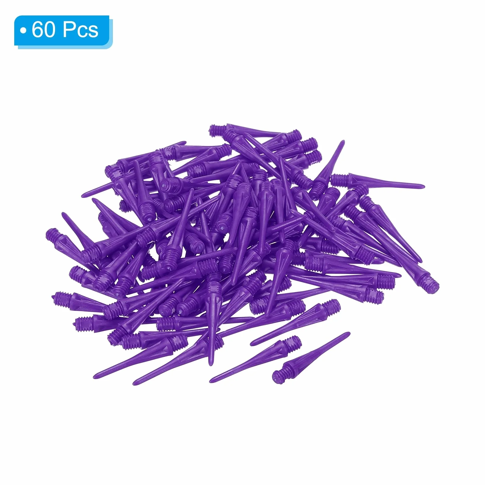 PATIKIL Plastikowe groty do darta, 60 sztuk, gwint 2BA, miękkie końcówki, plastikowe, miękkie końcówki, akcesoria do darta, kolor fioletowy