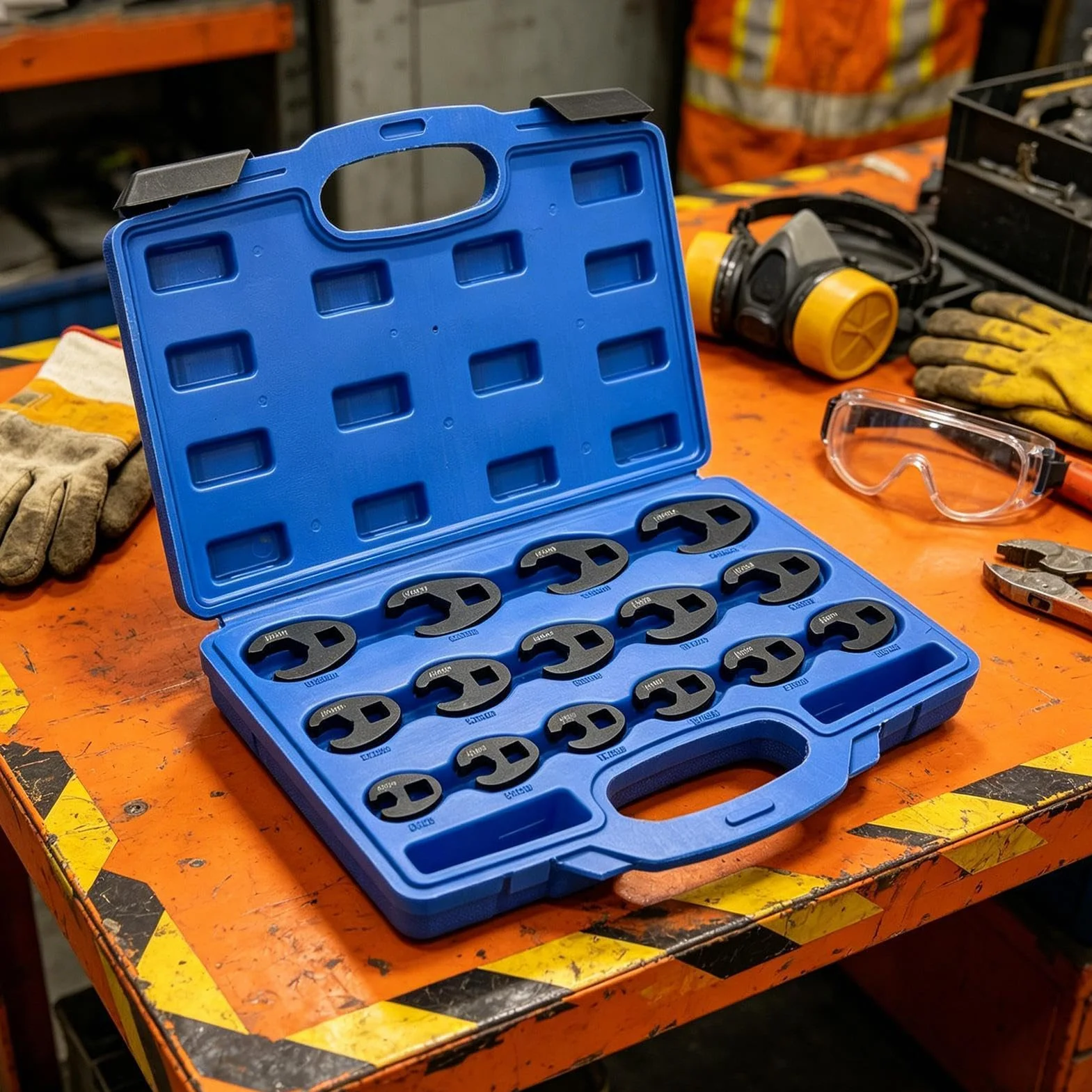 Klucz Crowfoot 15-Częściowy Zestaw Narzędzi Naprawczych ze Stali | Zestaw Metalowych Kluczy Do Nakrętek Kielichowych do nakrętek kielichowych 8-24 mm mechanika samochodowa warsztaty