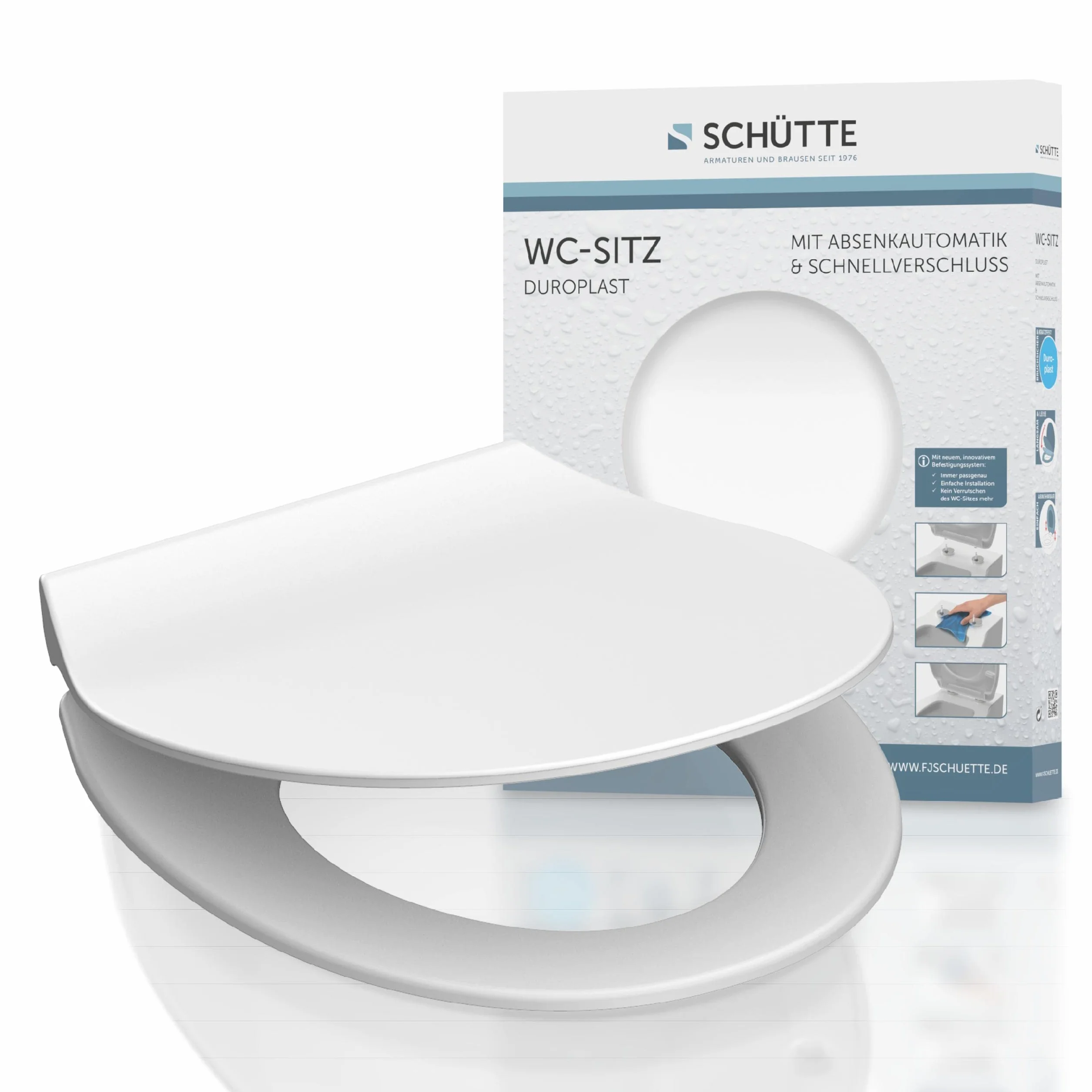 SCHÜTTE 82700 deska sedesowa Duroplast SLIM WHITE, deska sedesowa wolnoopadająca i szybkim zapięciem do łatwego czyszczenia, wyjątkowo płaski kształt, maksymalne obciążenie 150 kg, biała