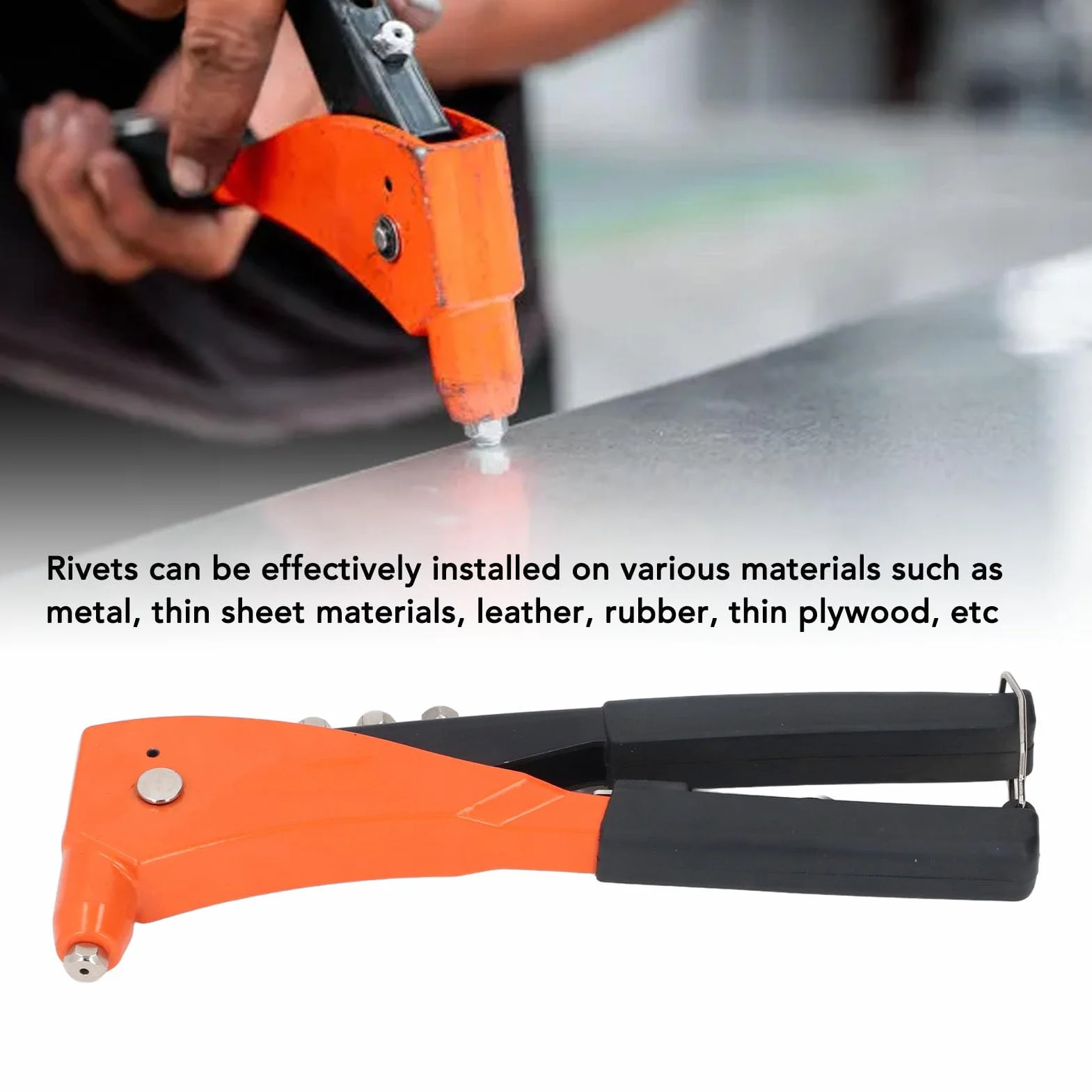 Ręczny Pistolet do Nitowania 2,4 Mm 3,2 Mm 4 Mm 4,8 Mm 4 Wymienne Głowice Ergonomiczna, Oszczędzająca pracę Nitownica Ręczna do Motoryzacji, Kolei, Mebli, Instrumentów