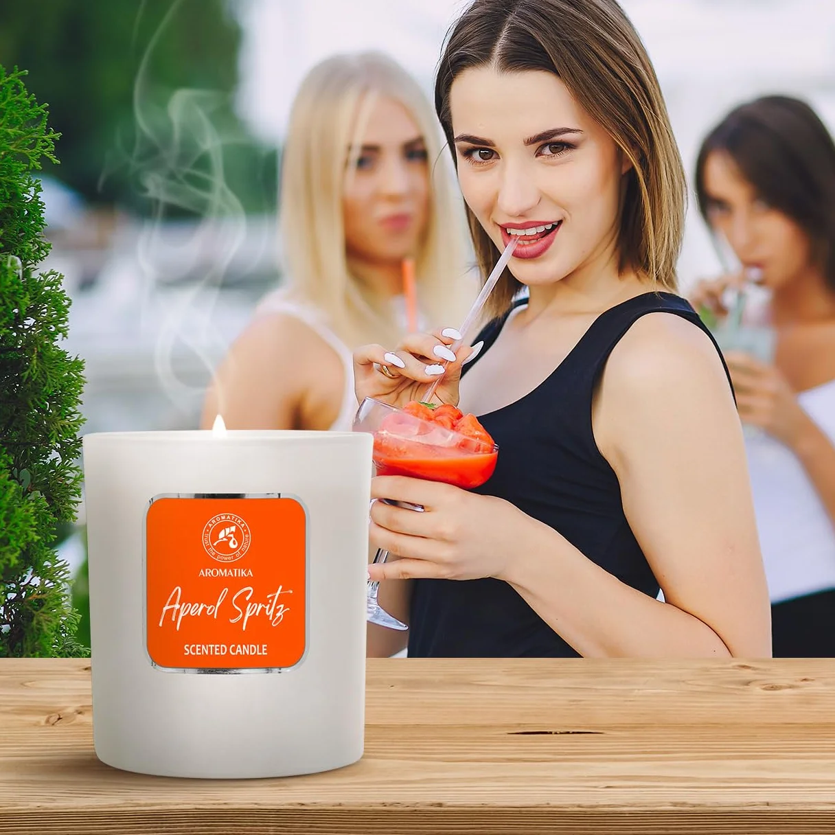 Scented Soy Wax Candle Aperol Spritz 200g, Aromatherapy Fresh Scent Glass Home Air Freshener Gift