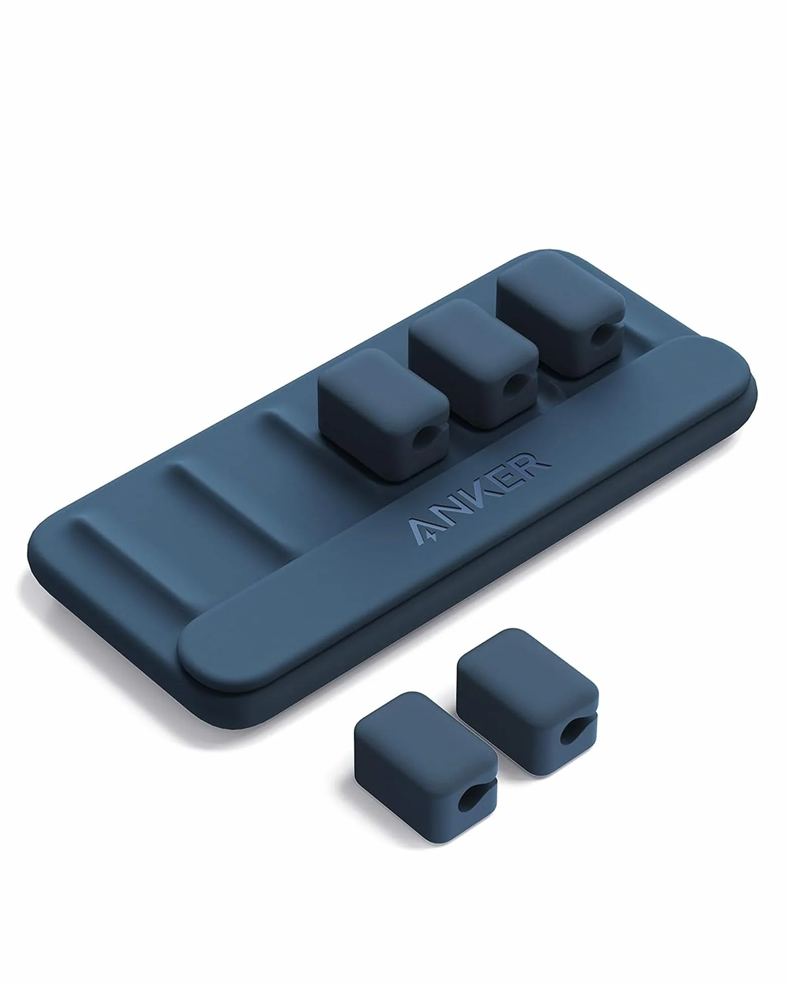 Wielofunkcyjny organizer do kabli Anker – 5 klipsów do kabli Lightning, USB C, Micro i innych kabli – przyczepia się do drewna, marmuru, metalu, szkła (niebieski, zestaw 2 szt.)