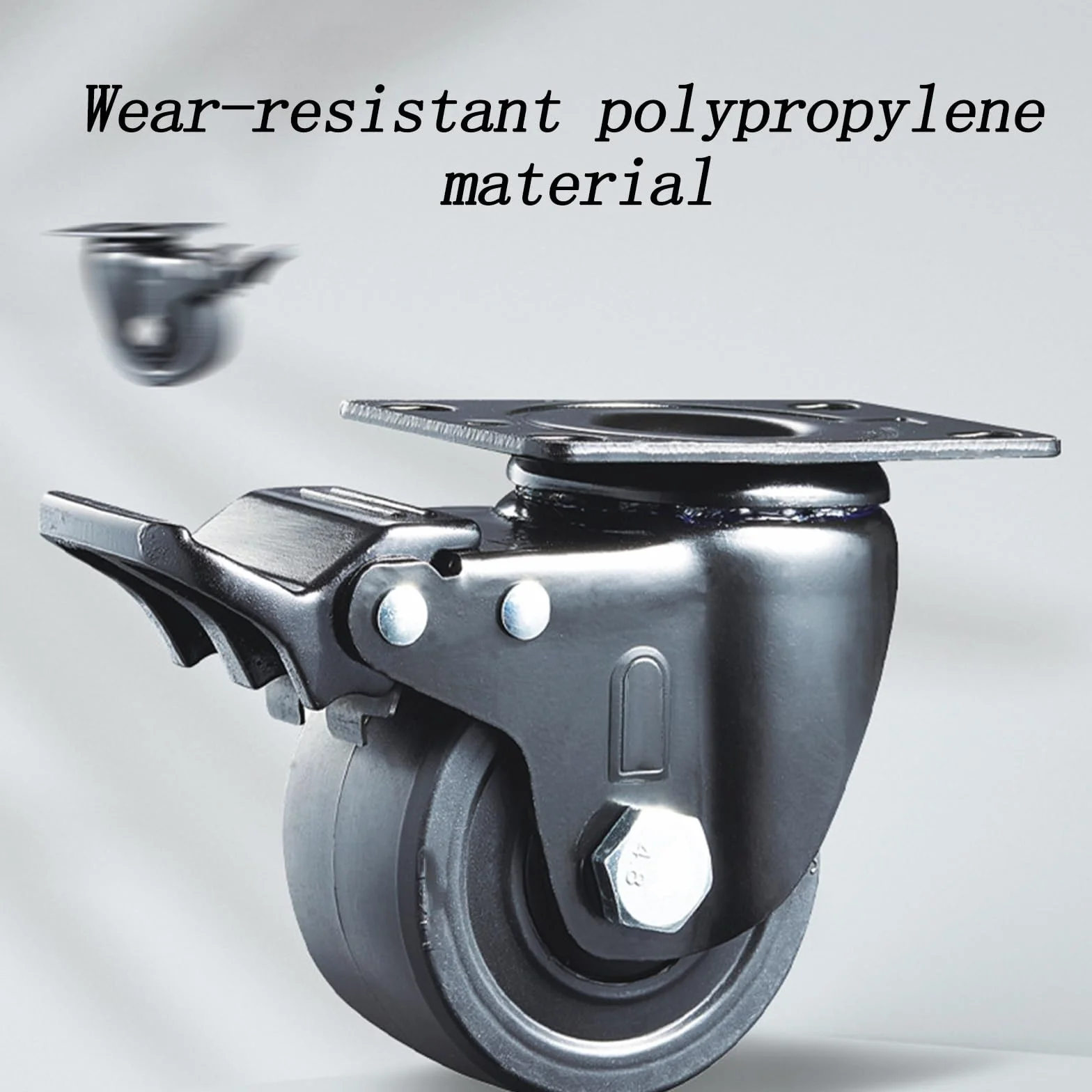 Zestaw 4 wytrzymałych kółek skrętnych o średnicy 7,6 cm (3 cala) z hamulcem, wytrzymałe i z płytą mocującą, idealne do nóg meblowych, łatwe do pchania i ciągnięcia, zapewniają wydajność d