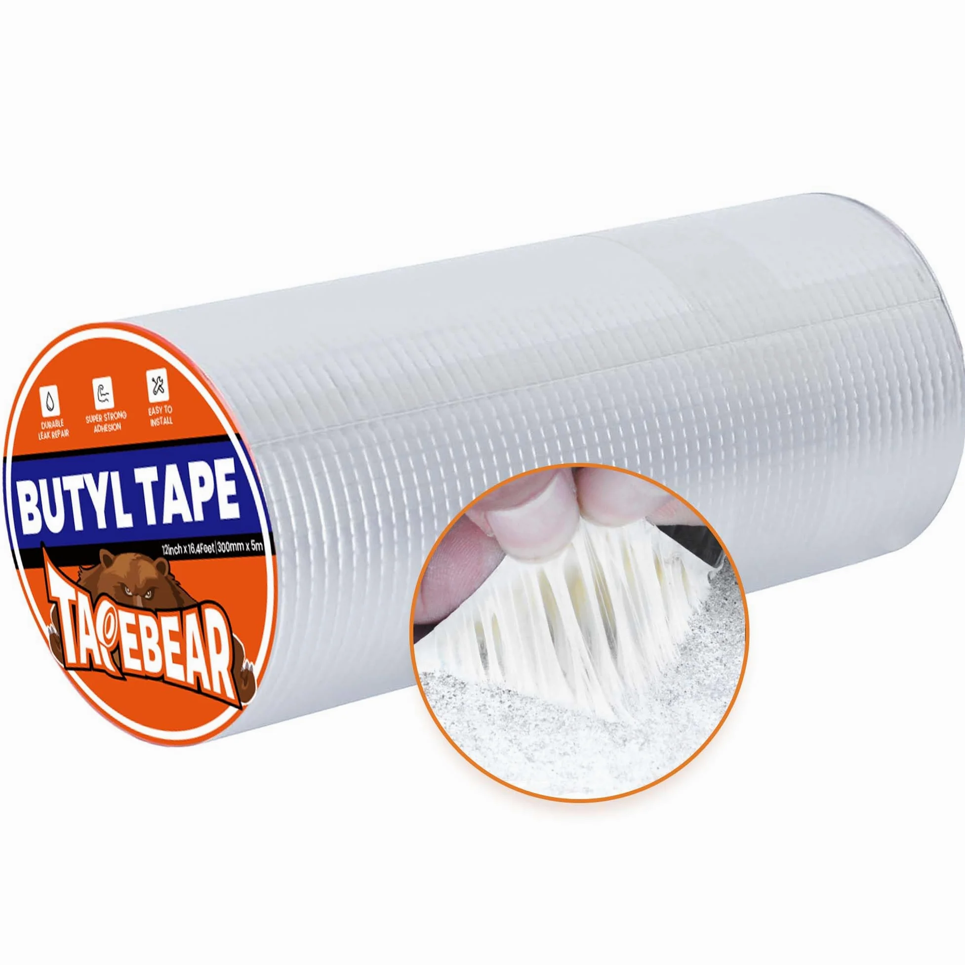 TAPEBEAR Aluminiowa taśma butylowa 300 mm x 5 m, wodoodporna, do dachu, okien, rur, silikonu, EPDM, napraw, na zewnątrz