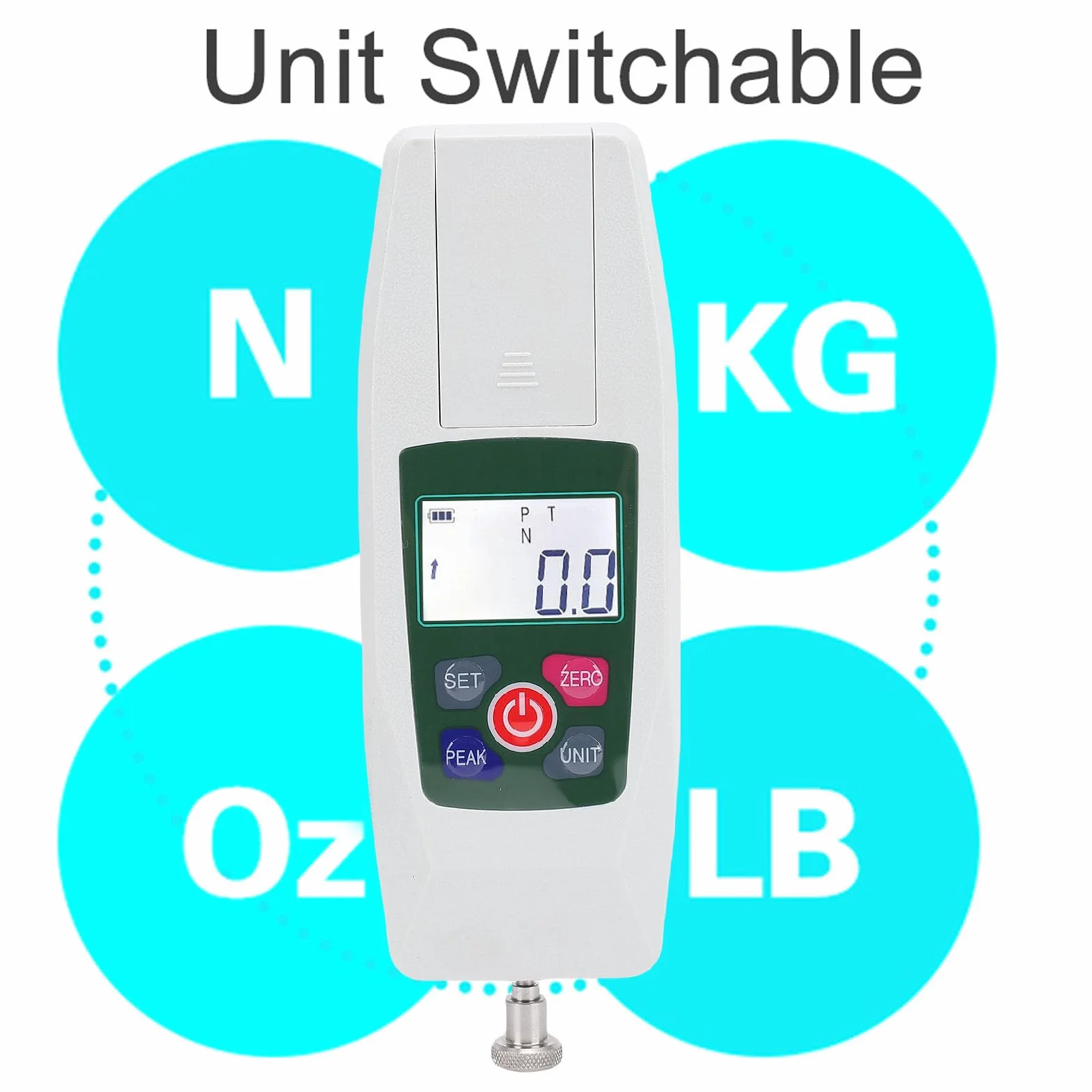 Cyfrowy Miernik Siły Push Pull Tester 100N/10 Kg 4 Jednostki Konwersja Alarm Ograniczający