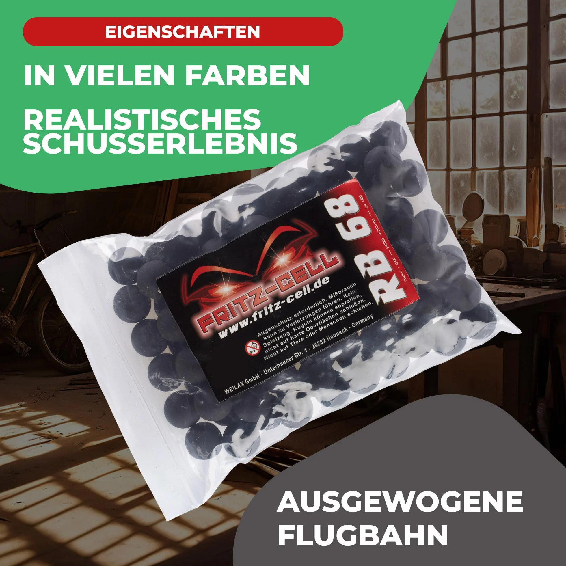 100 x Rubberballs Cal.68 black gumowe pociski Fritz-Cell kompatybilne z T4E HDS68