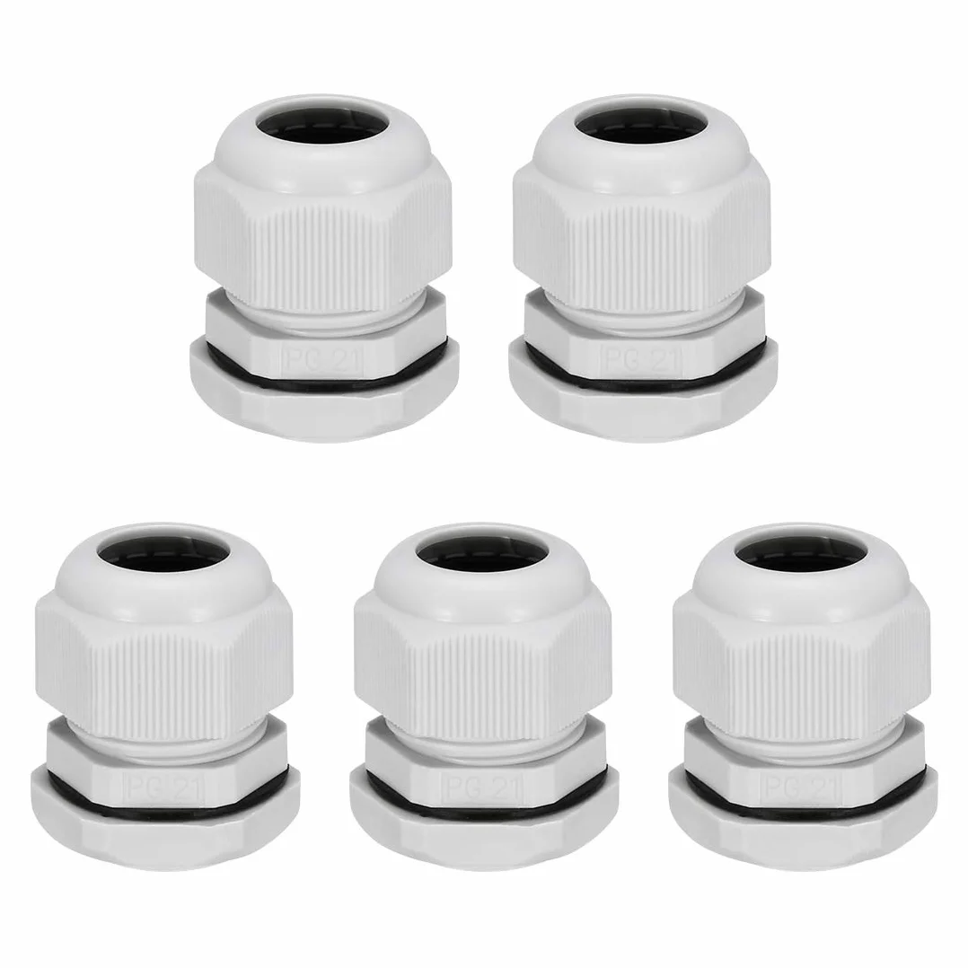 sourcing map 5 sztuk kabli przegub wodoodporny regulowany PG21 biały 9 mm-16 mm DE