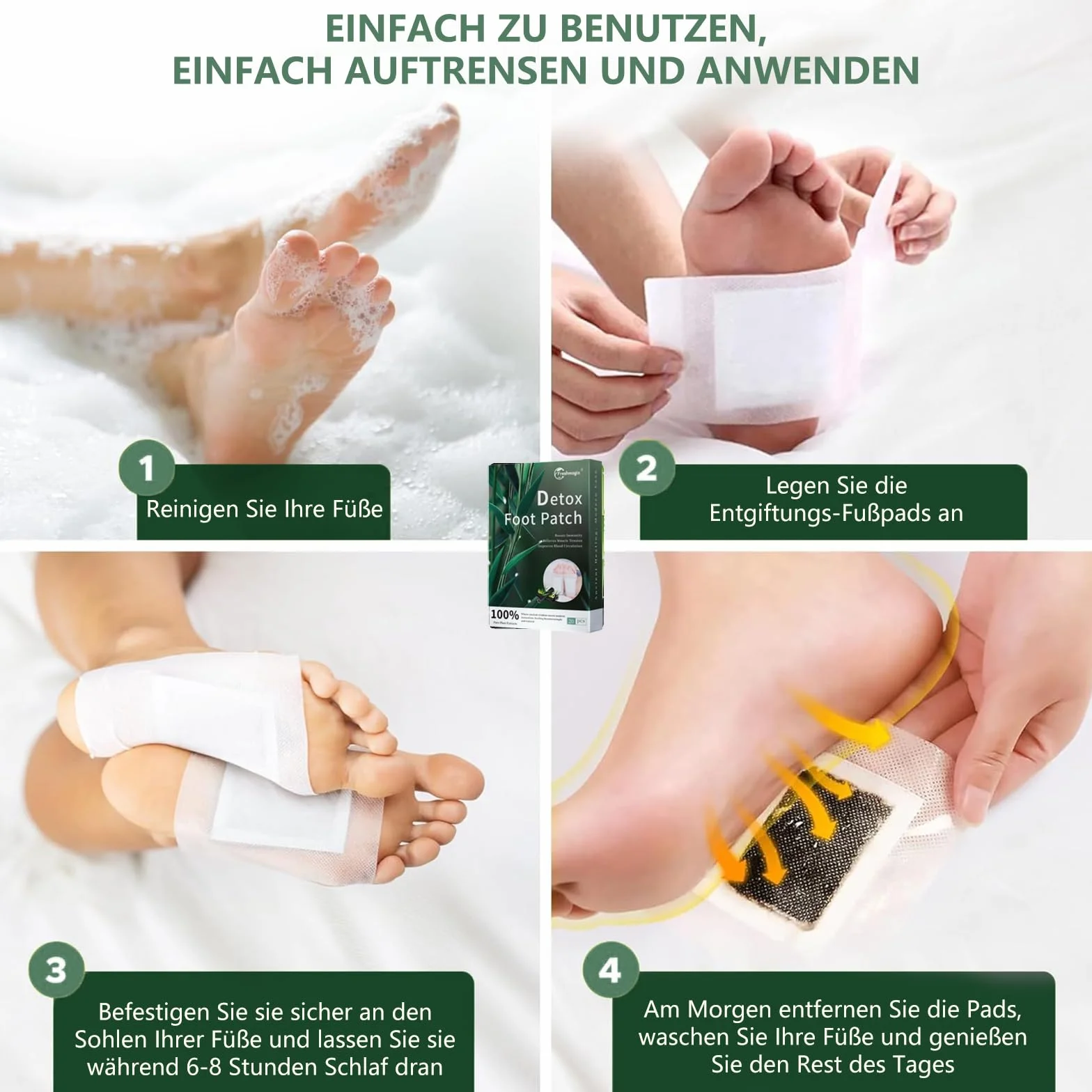 RYSEAB Plastrówki Detox dla Stóp, Ultra Detox, Naturalna Terapia Detoksykacyjna - 20 sztuk
