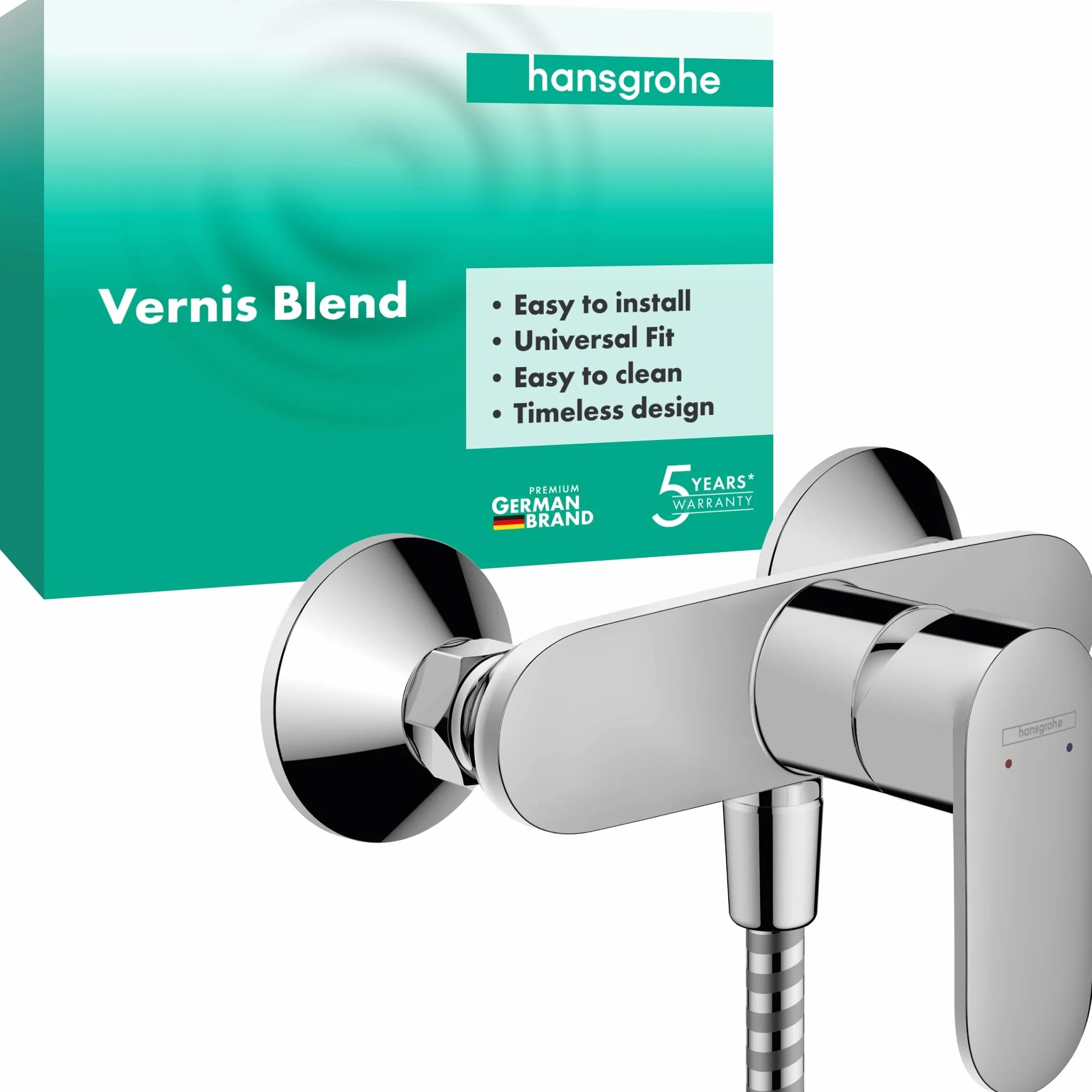 hansgrohe Vivenis Jednouchwytowa bateria umywalkowa ścienna do montażu podtynkowego z wylewką 19,2 cm, element zewnętrzny chrom, 75050000