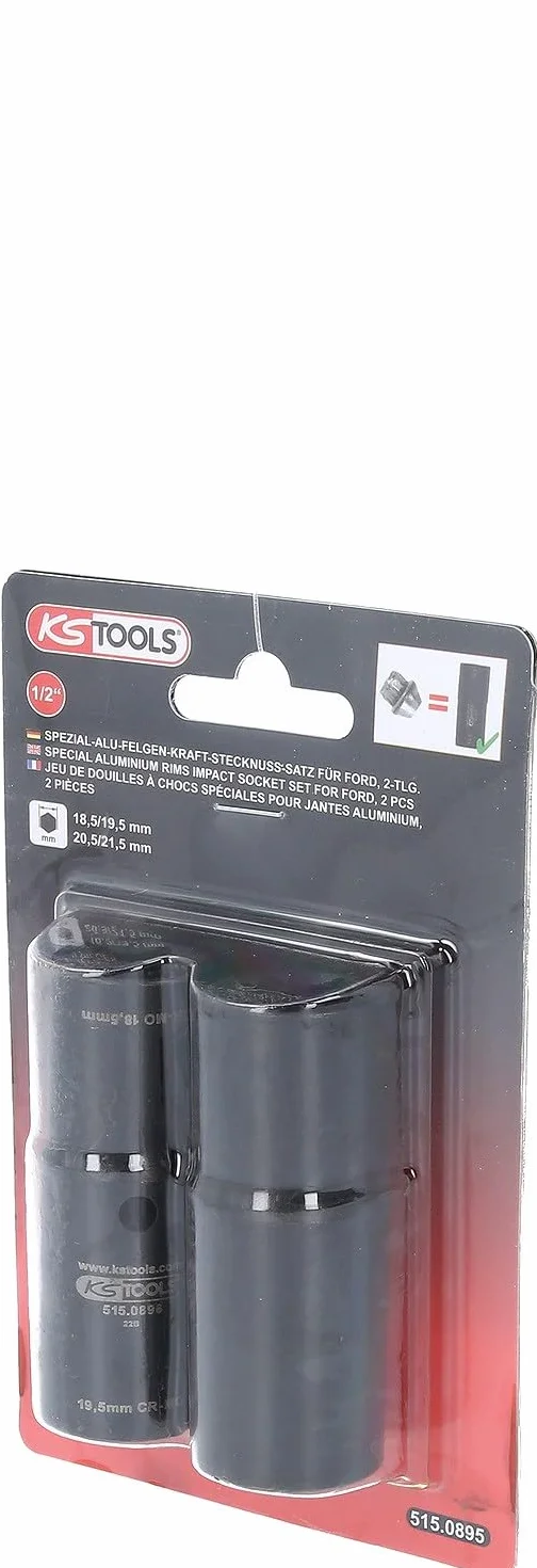 KS Tools 515.0895 1/2" Specjalny zestaw udarowych nasadek do alufelg do Forda, 18,5 / 19,5 / 20,5 / 21,5 mm, 2-szt.