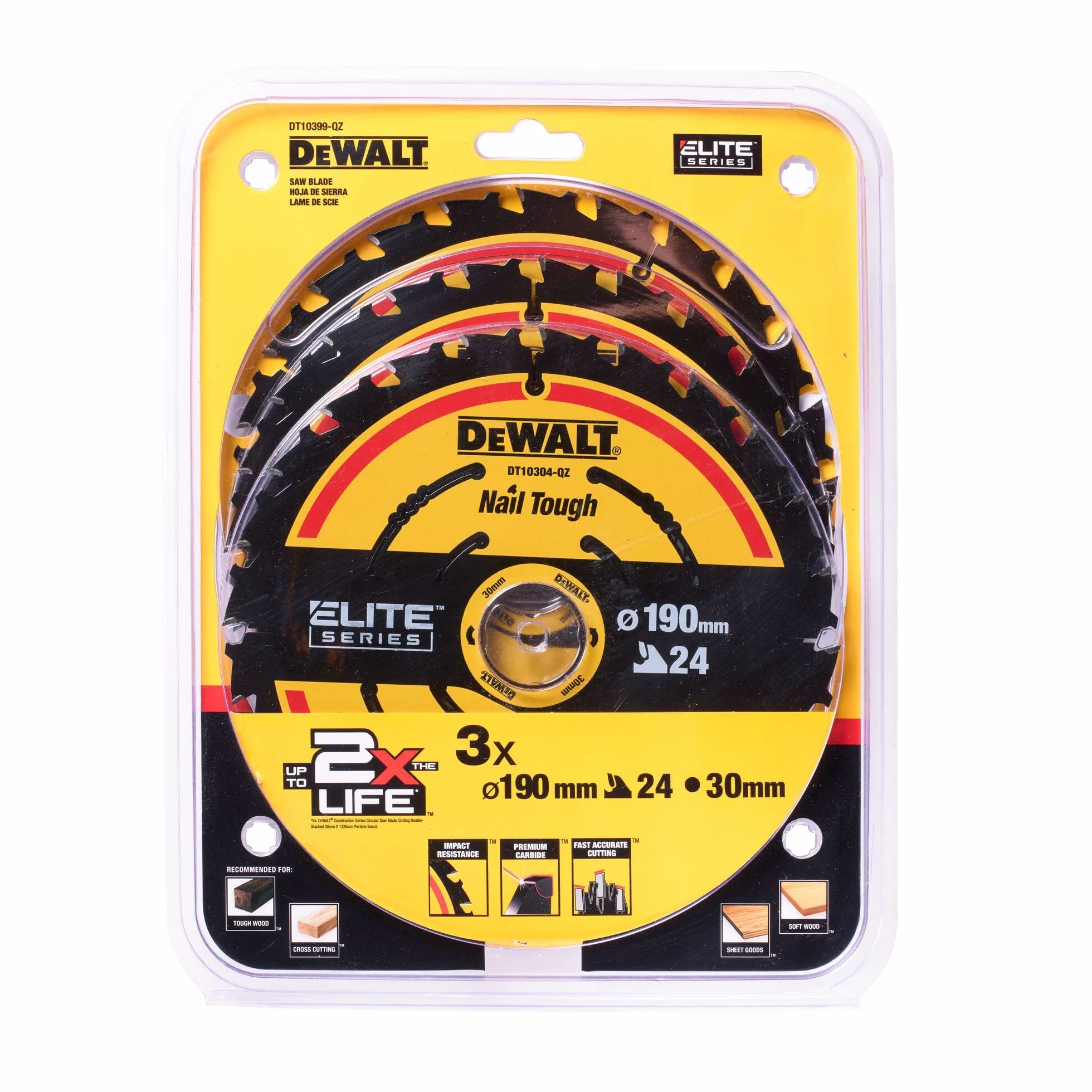 DEWALT, Zestaw tarcz pilarskich Extreme 190x30 mm, 3 sztuki, DT10399-QZ