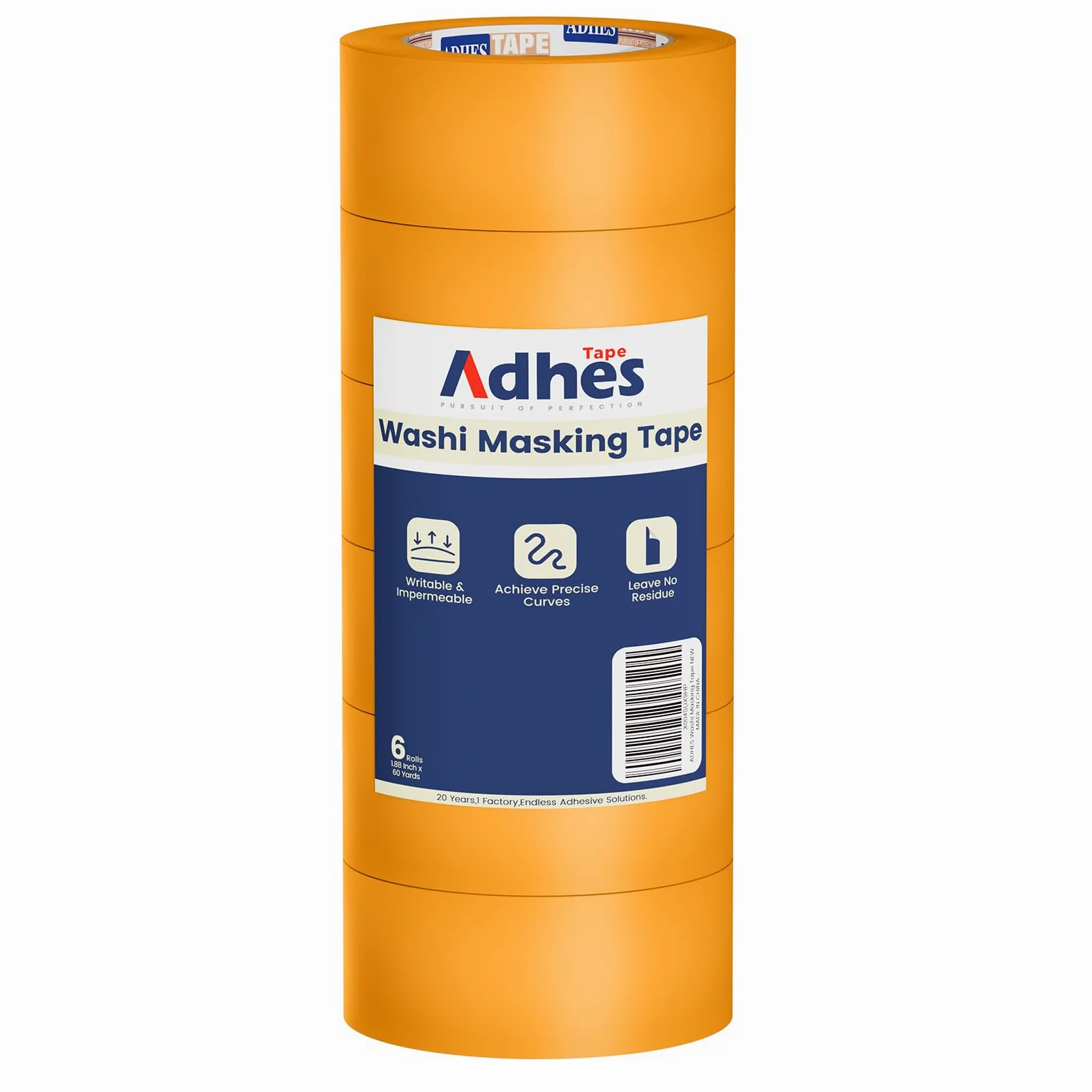 ADHES 15 dni odporna na promieniowanie UV taśma washi zestaw 48 mm x 55 m x 6 rolek taśma malarska do wnętrz DIY rzemiosło