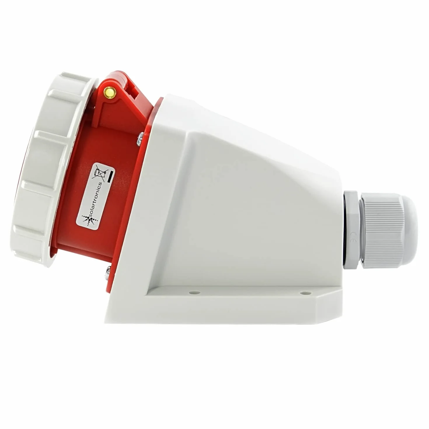 Wysokoprądowe gniazdko ścienne CEE do kabla 16 A 400 V IP67 5-pinowe gniazdo ścienne z zakręcaną pokrywą i pokrywą na zawiasach na zewnątrz 91643