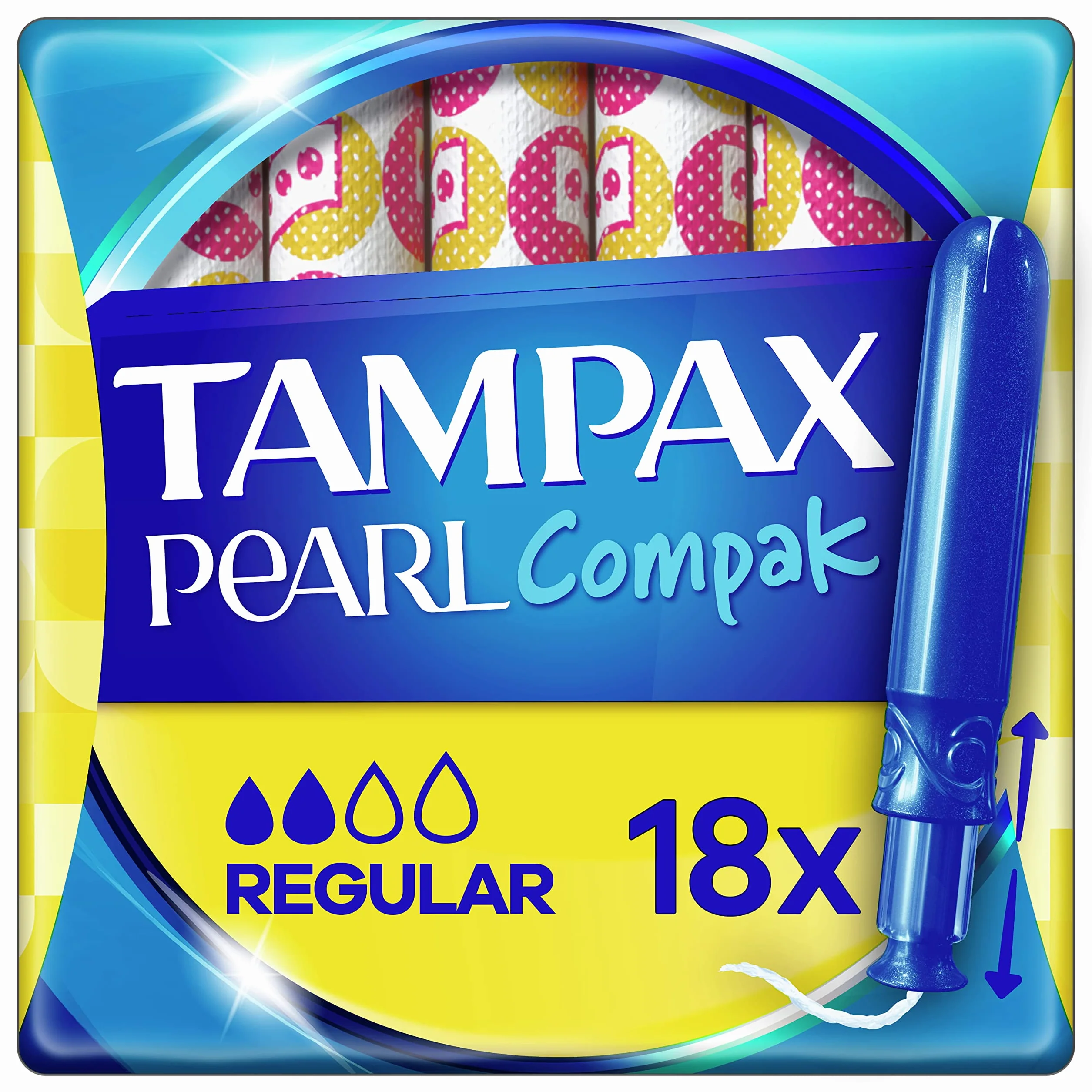 Tampax Compak Pearl regularny 18 podkładek z aplikatorem lekki do średniego przepływu potrójny komfort Oeko-Tex