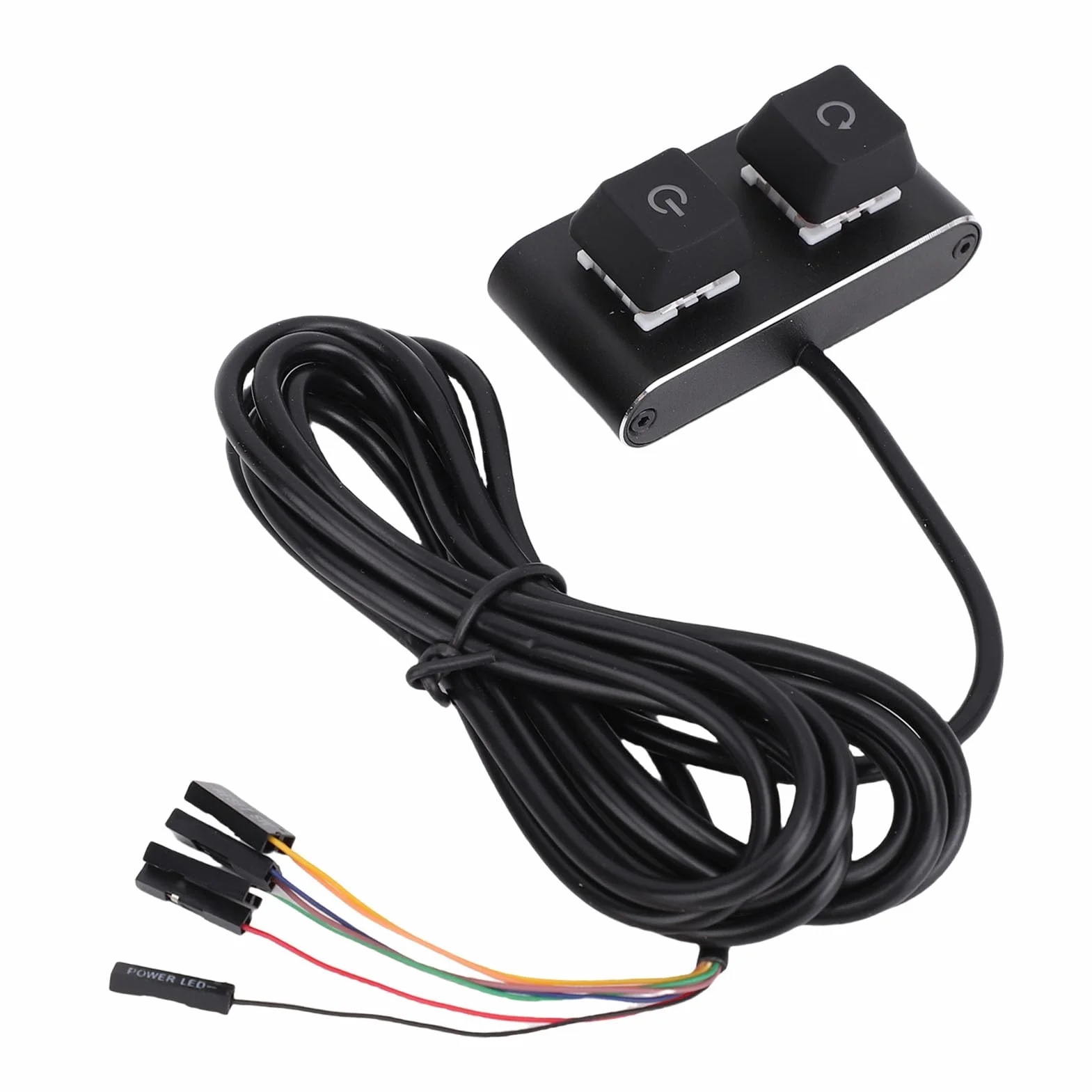 Zunate Przycisk Zasilania Komputera PC Light Mechaniczny Przełącznik RGB do Płyty Głównej Komputera Stacjonarnego, Kabel 2 M ON Off Reset SW HDD LED, Idealny do Użytku Domowego i Niestandardowych