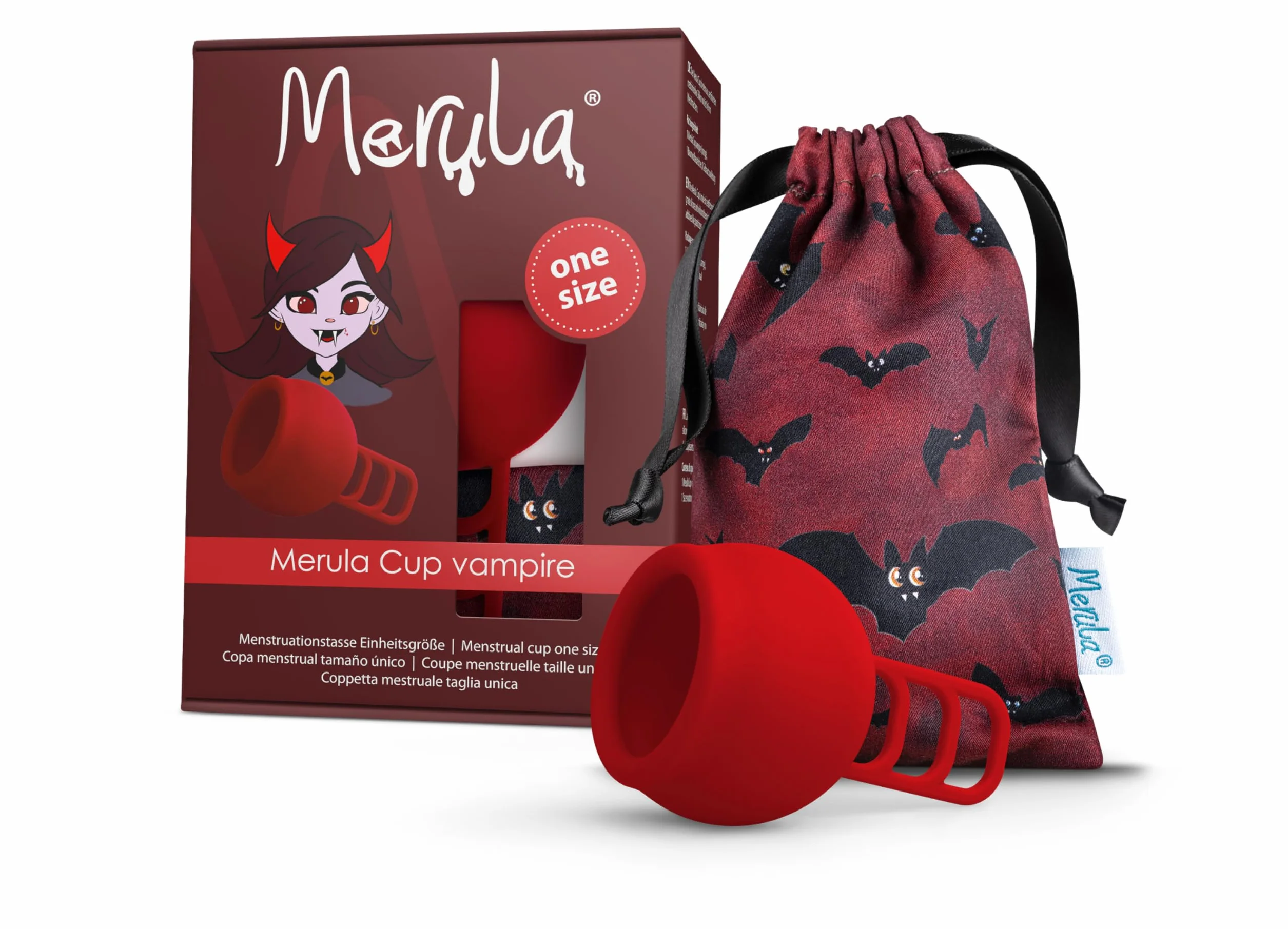 Merula Kubek wampira (czerwony) - jeden rozmiar kubek menstruacyjny z silikonu medycznego