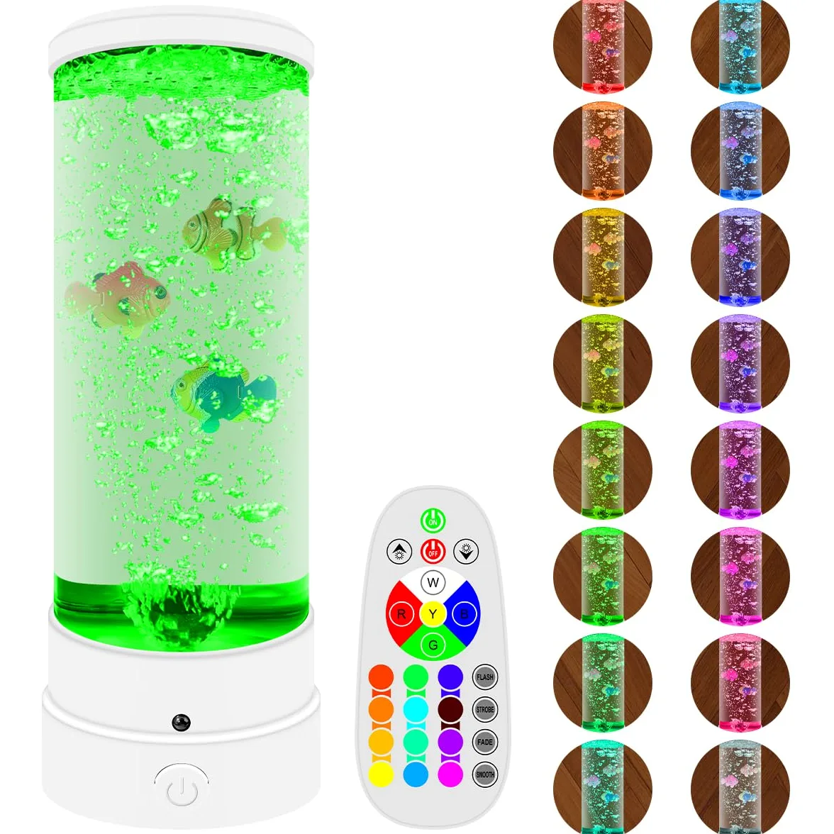 Bubble Fish Lampa LED do akwarium, nastrojowa lampa z pilotem zdalnego sterowania, lampa lawowa z 16 zmieniającymi się kolorami, odpowiednia do biura, domu, prezenty dla dzieci lub audlts