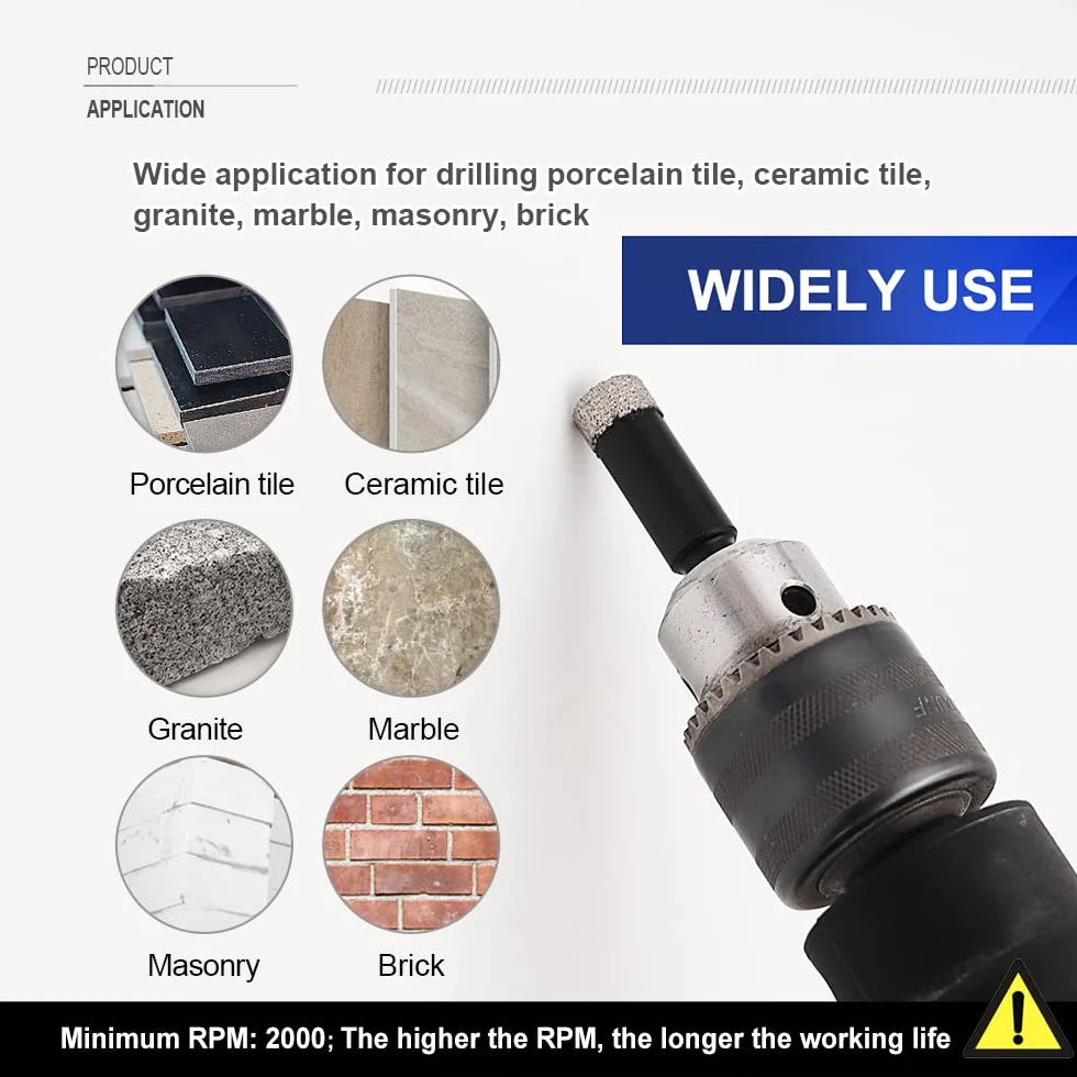 SHDIATOOL Diamentowe wiertło rdzeniowe, średnica otwornicy 6 mm 1/4 cala z trójkątnym chwytem lutowane próżniowo do betonu, granitu, marmuru, porcelany płytek, cegły, 10 szt