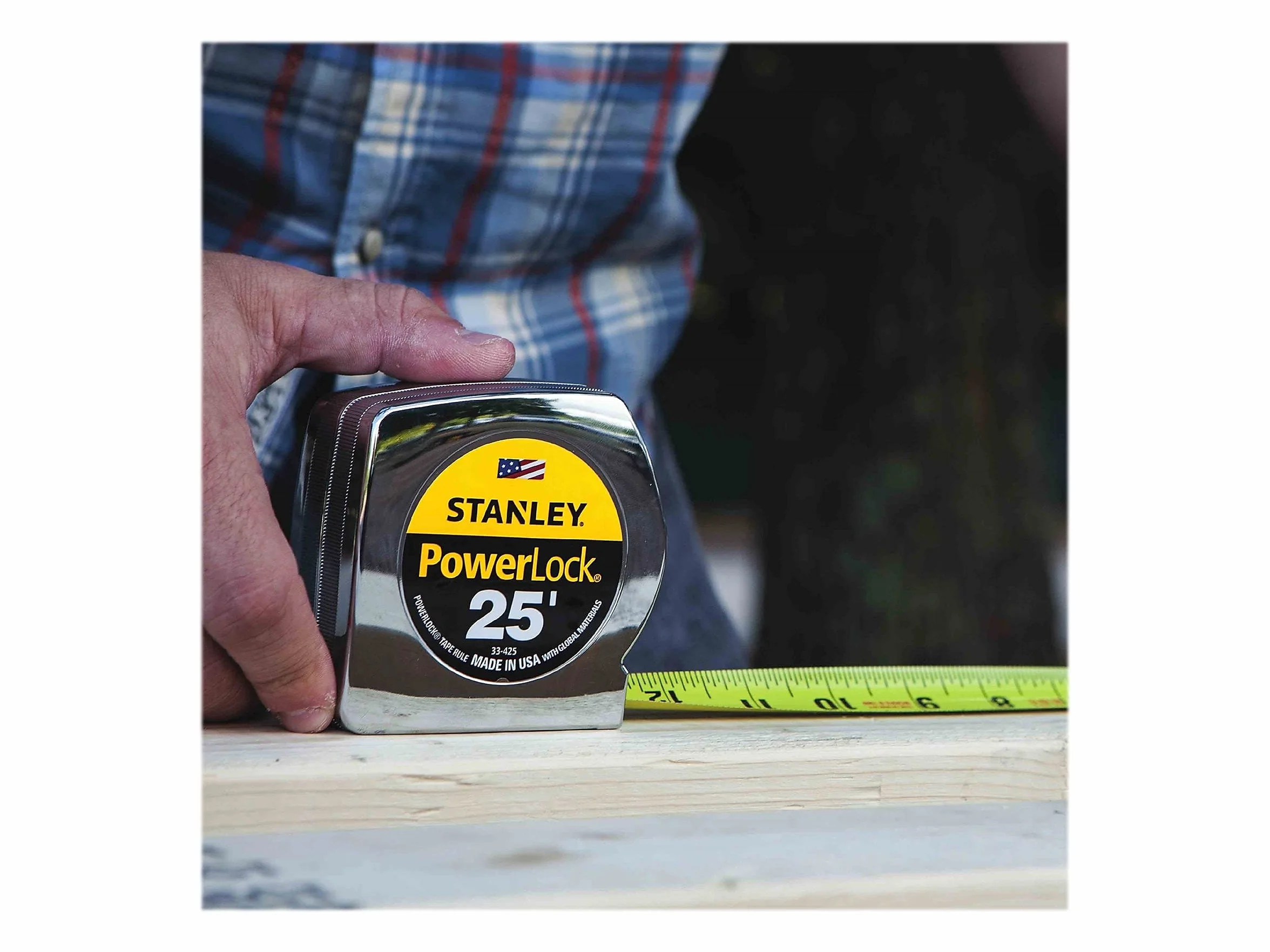 Stanley 33425 Powerlock II Power Return Rule, 1 x 7,6 m, chrom/żółty